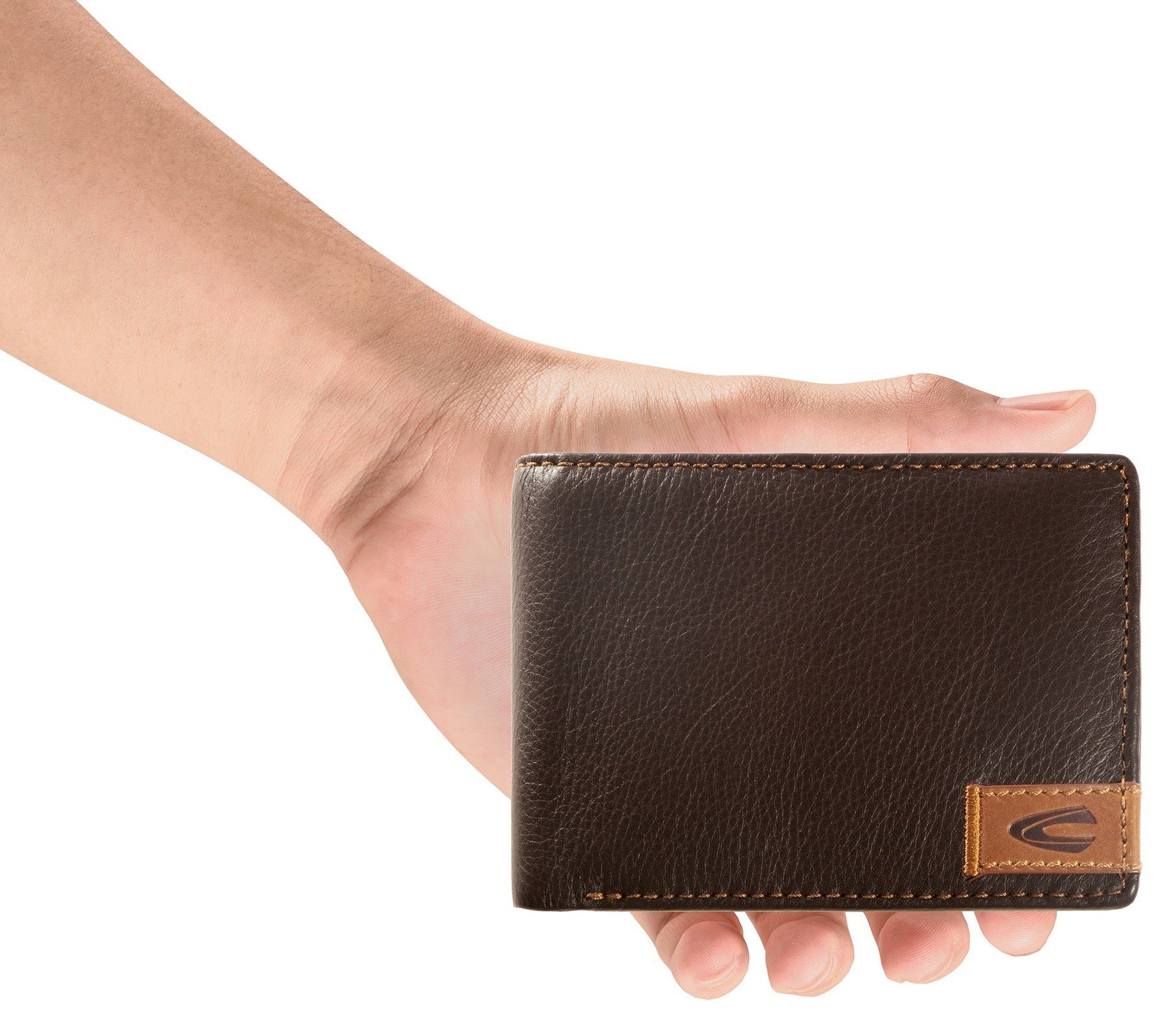 Geldbörse mit Steppnähten Horizontal trendigen braun CALIFORNIA wallet, active camel