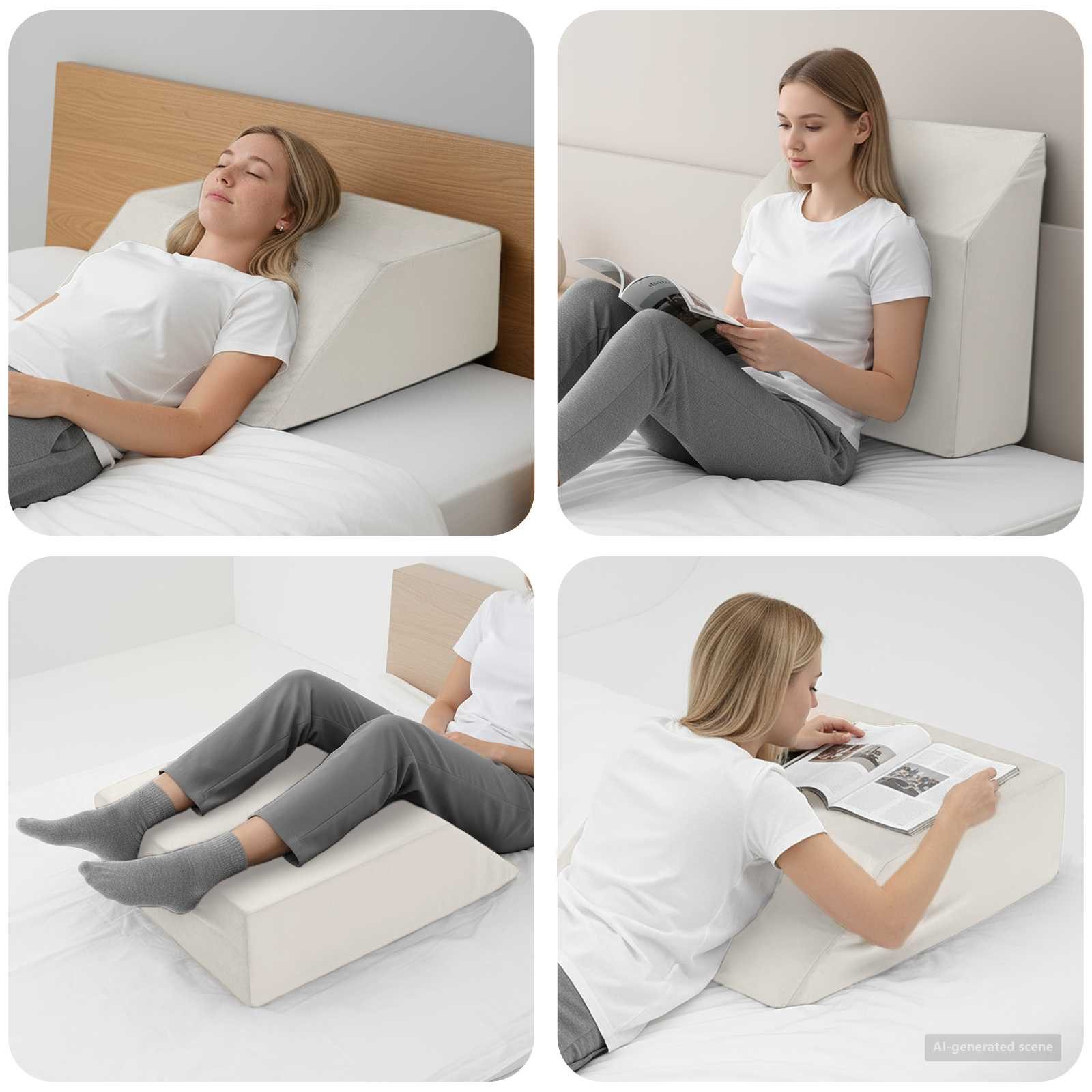 vidaXL Kopfkissen Beinkissen Uni Weiß 63 x 52 x 19,5 cm PU-Schaum, Bezug: Samt