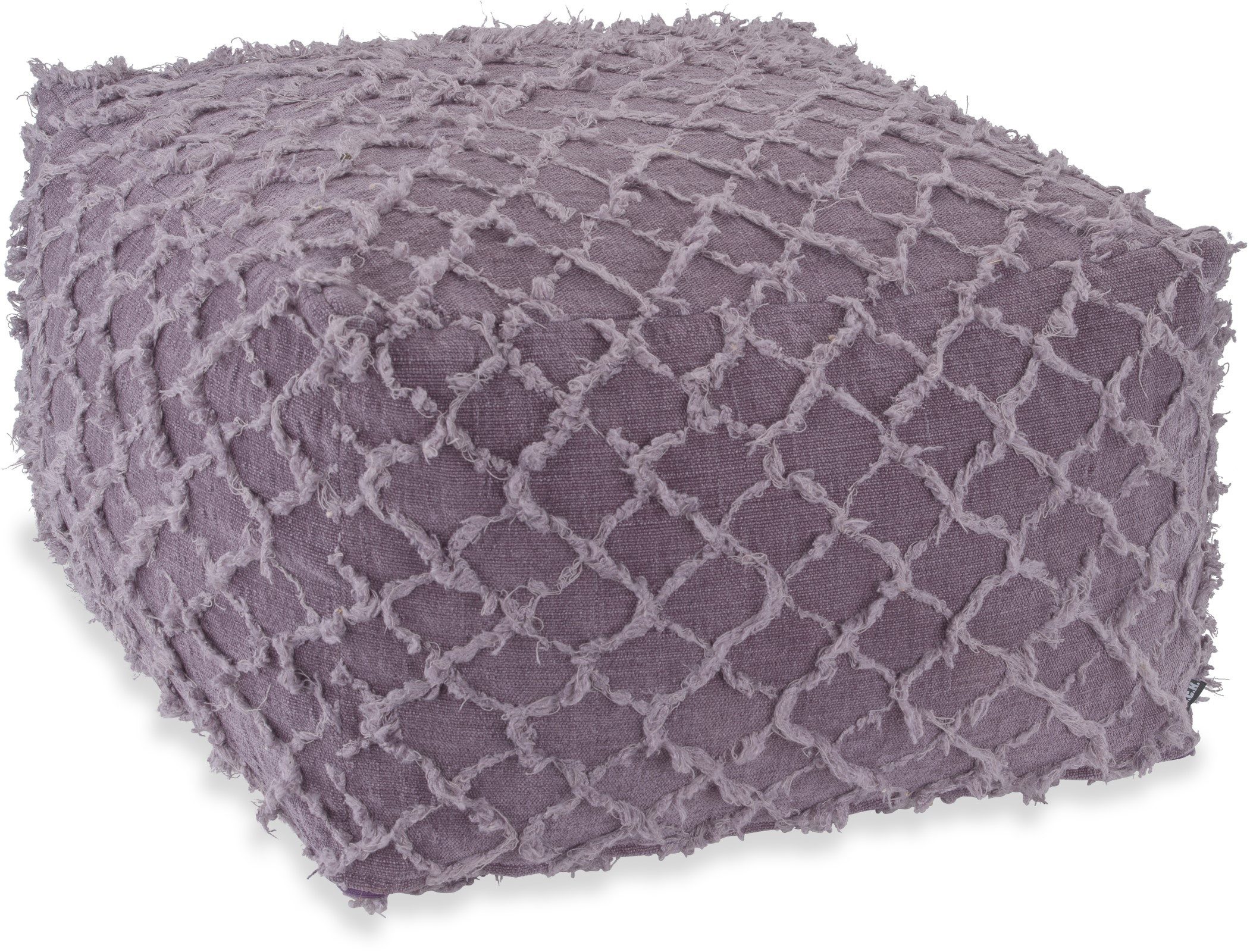 H.O.C.K. Кубик для сиденья H.O.C.K. Nuvole Bean Cube Табуретки Pouf 55x55x35cm brombeer mit Fransen, Табуретки: Bequem, vielseitig, Wohnzimmer & Schlafzimmer