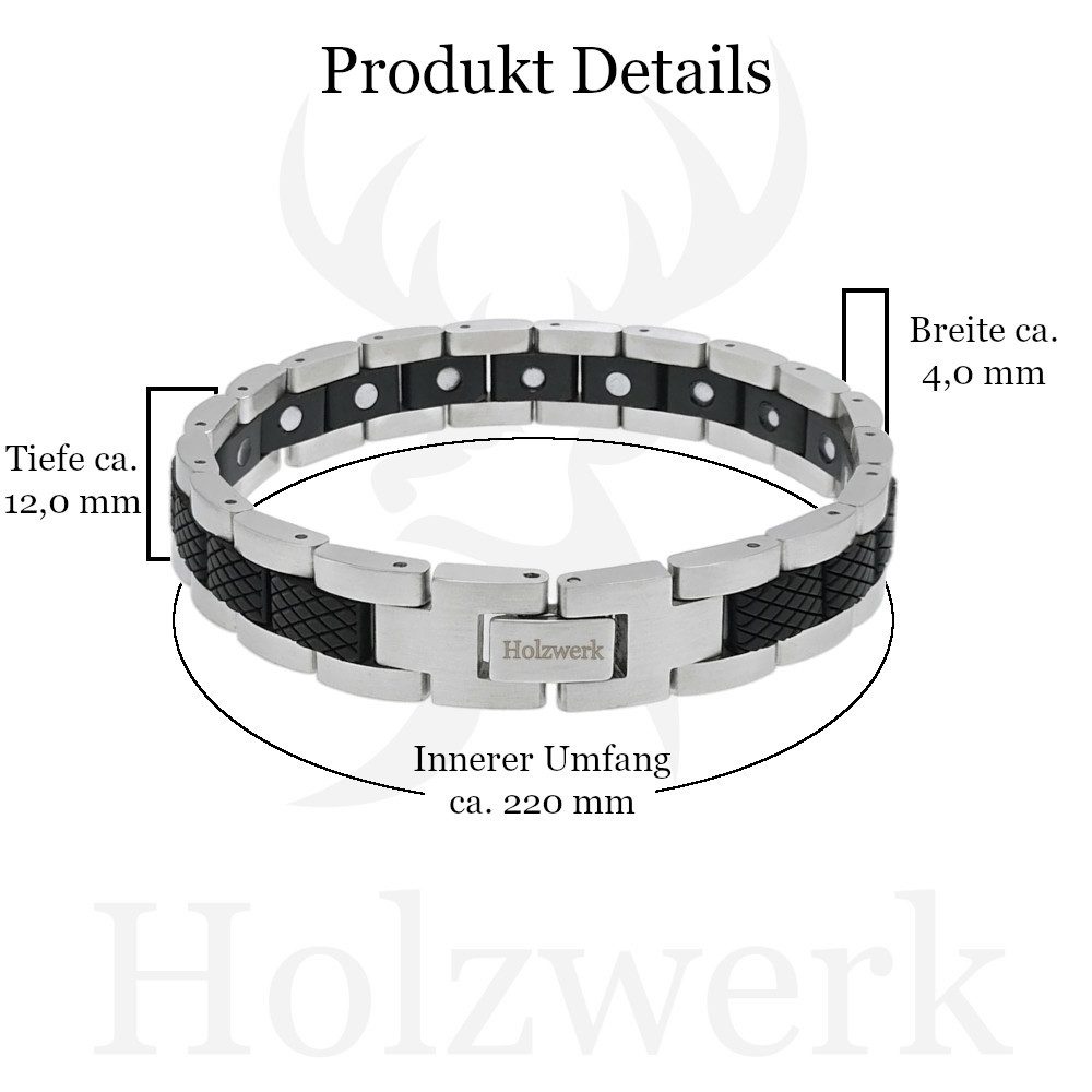 Holzwerk Edelstahlarmband Magnet Holz Armband, Armkette Gliederarmband, inklusive Armbandkürzer, Holz Unikate, ideal auch als Geschenk – Bild 5 von 5