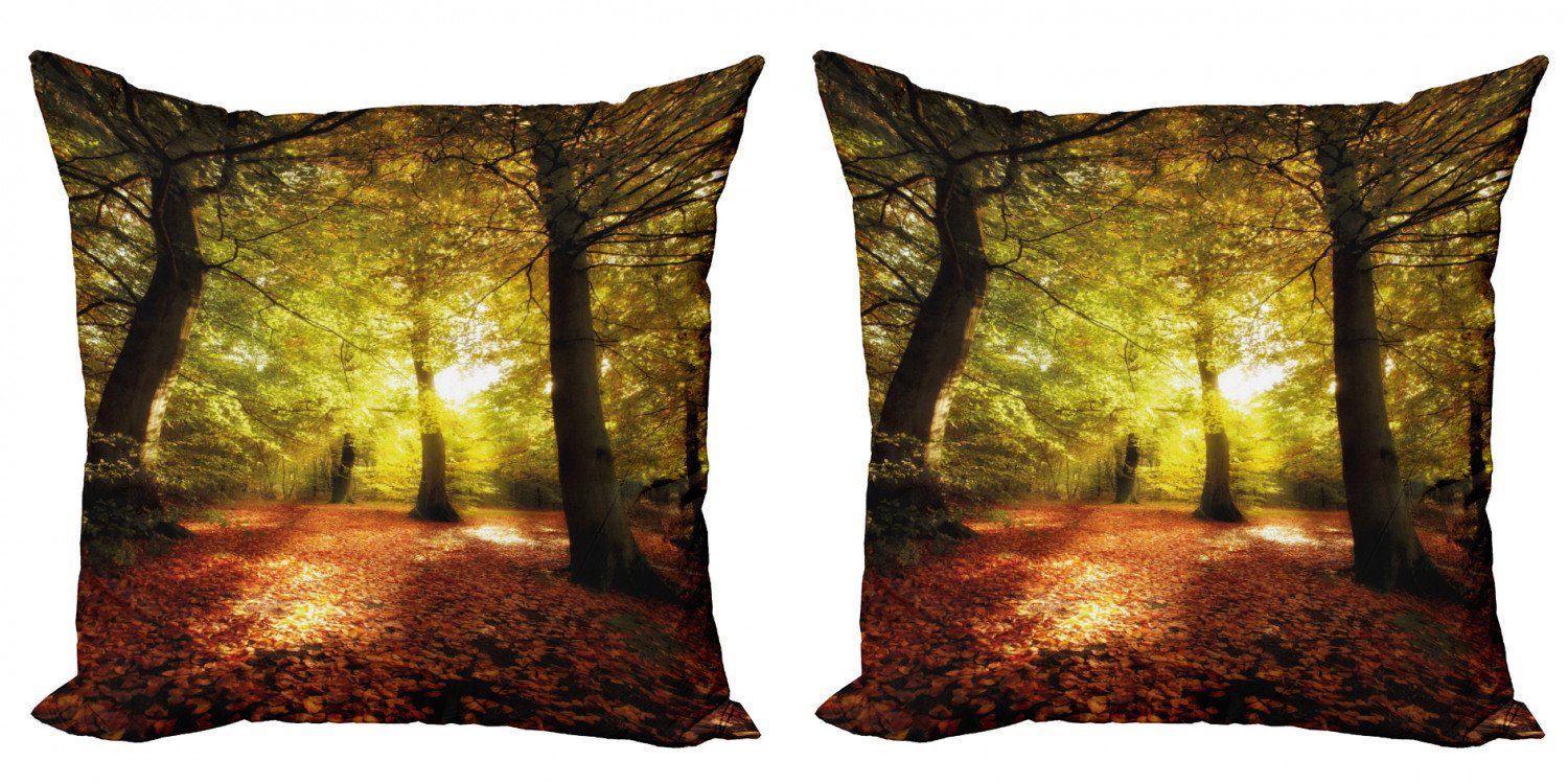 Kissenbezüge Modern Accent Doppelseitiger Digitaldruck, Abakuhaus (2 Stück), Fallen Verschwommen Wald Dreamy Blick