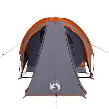 vidaXL Vorzelt Campingzelt 2 Personen Grau Orange 320x140x120 cm 185T Taft