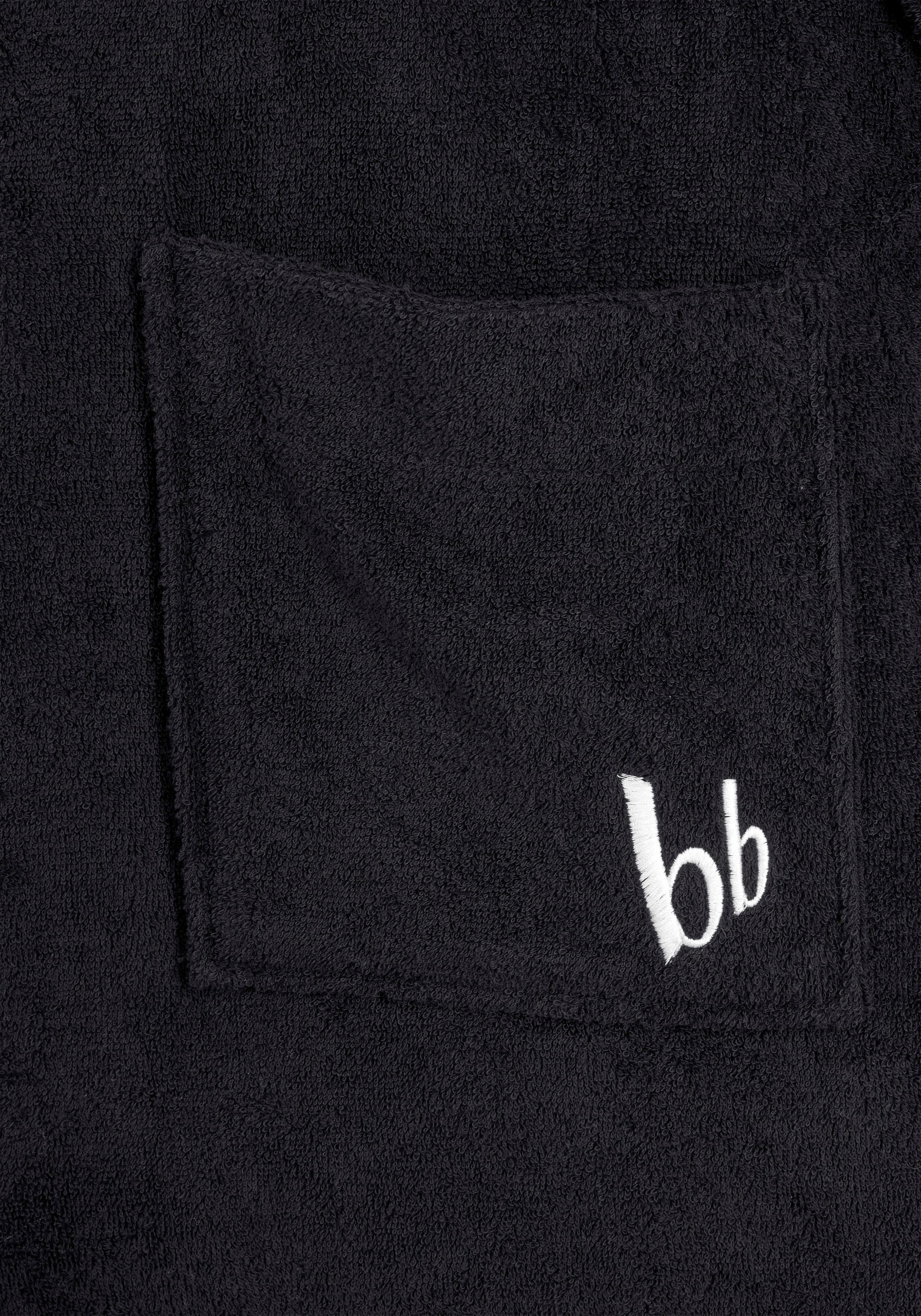Bruno Banani Unisex-Bademantel Robby, ideal für Sauna & Spa, Standardlänge & Überlänge, Langform, Walkfrottee, Kapuze, Gürtel, Damen & Herren Bademäntel, Baumwolle, mit Taschen, Sauna, XS-3XL