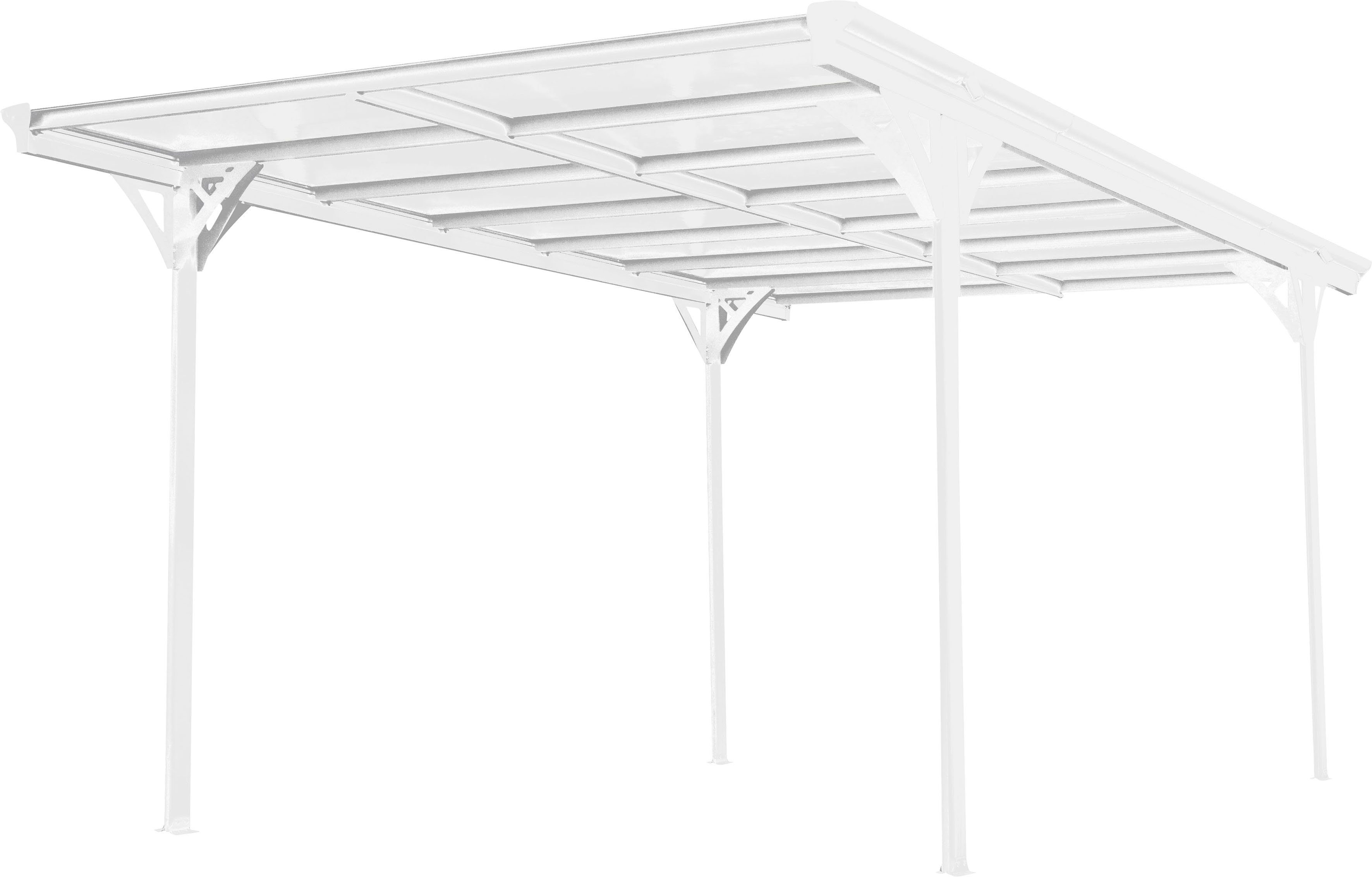 inkl. 217 und Aluminium, Einzelcarport cm, Flachdach, Regenrinne Schrauben-Kit WESTMANN Einfahrtshöhe, cm BxT: 305x503 aus