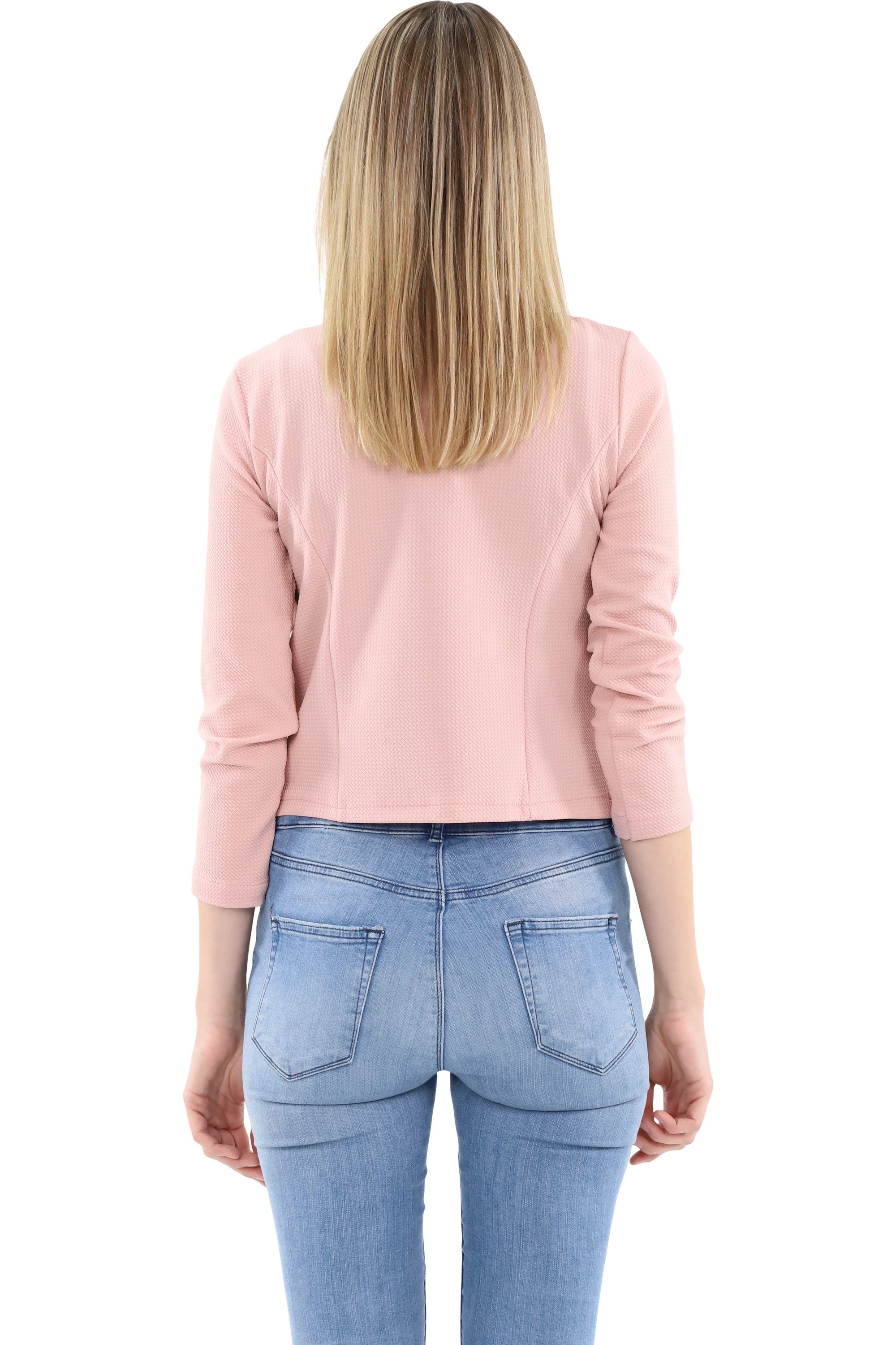 malito more than fashion Jackenblazer malito Damen Blazer ohne Kragen, Sakko im Basic Look, Kurzjacke mit Sweatblazer im Basic-Look