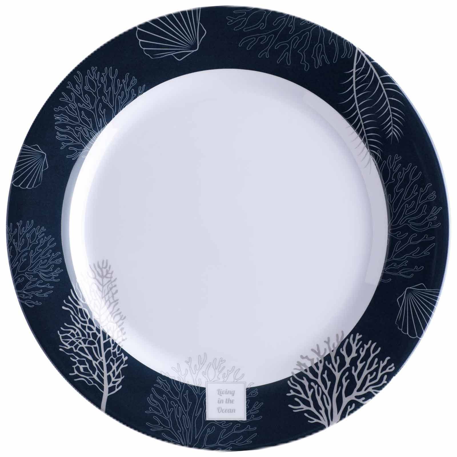 Marine Business Teller Essteller, Melamin, flach groß, 25cm, navy weiss - Serie Living, (1 St)