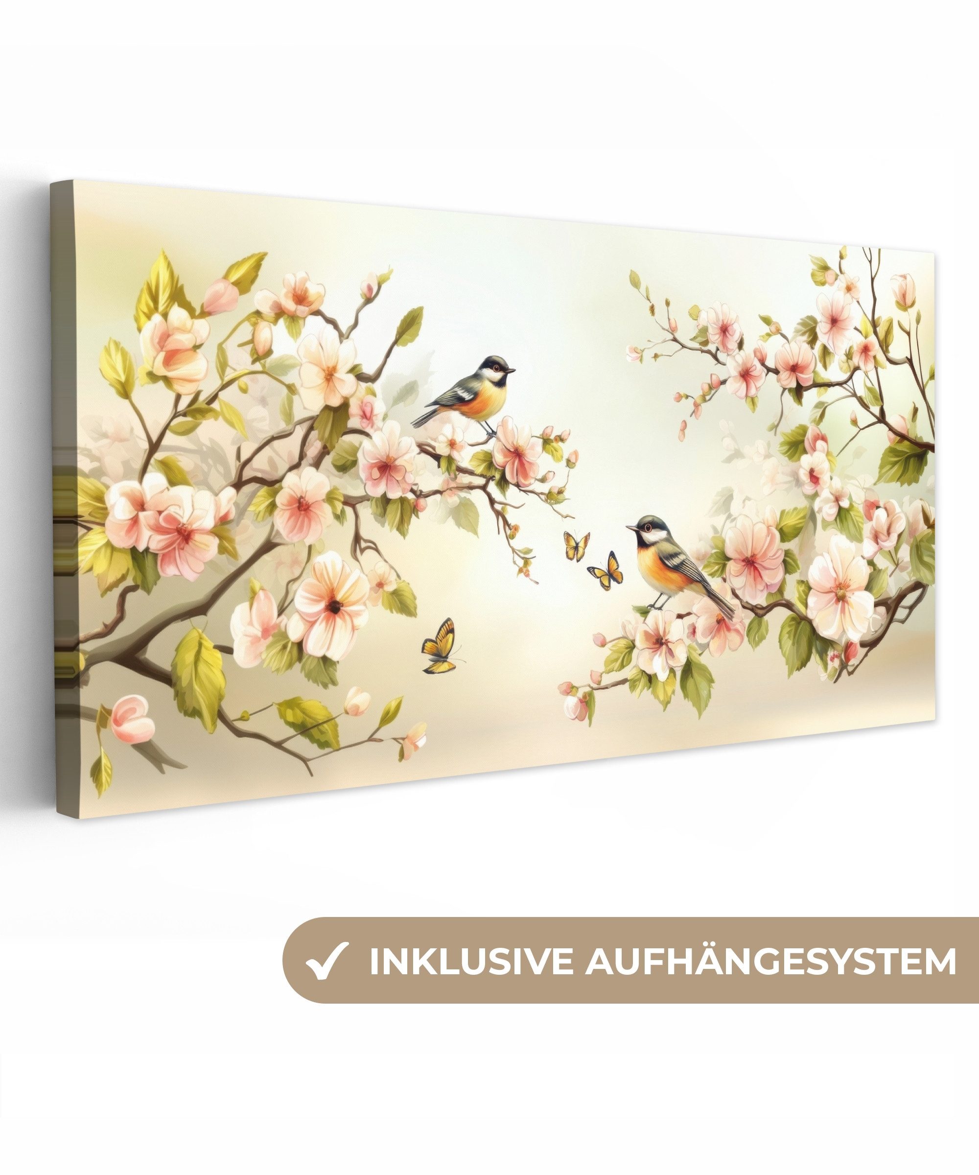 OneMillionCanvasses® Leinwandbild Panorama Äste - Blumen günstig online kaufen