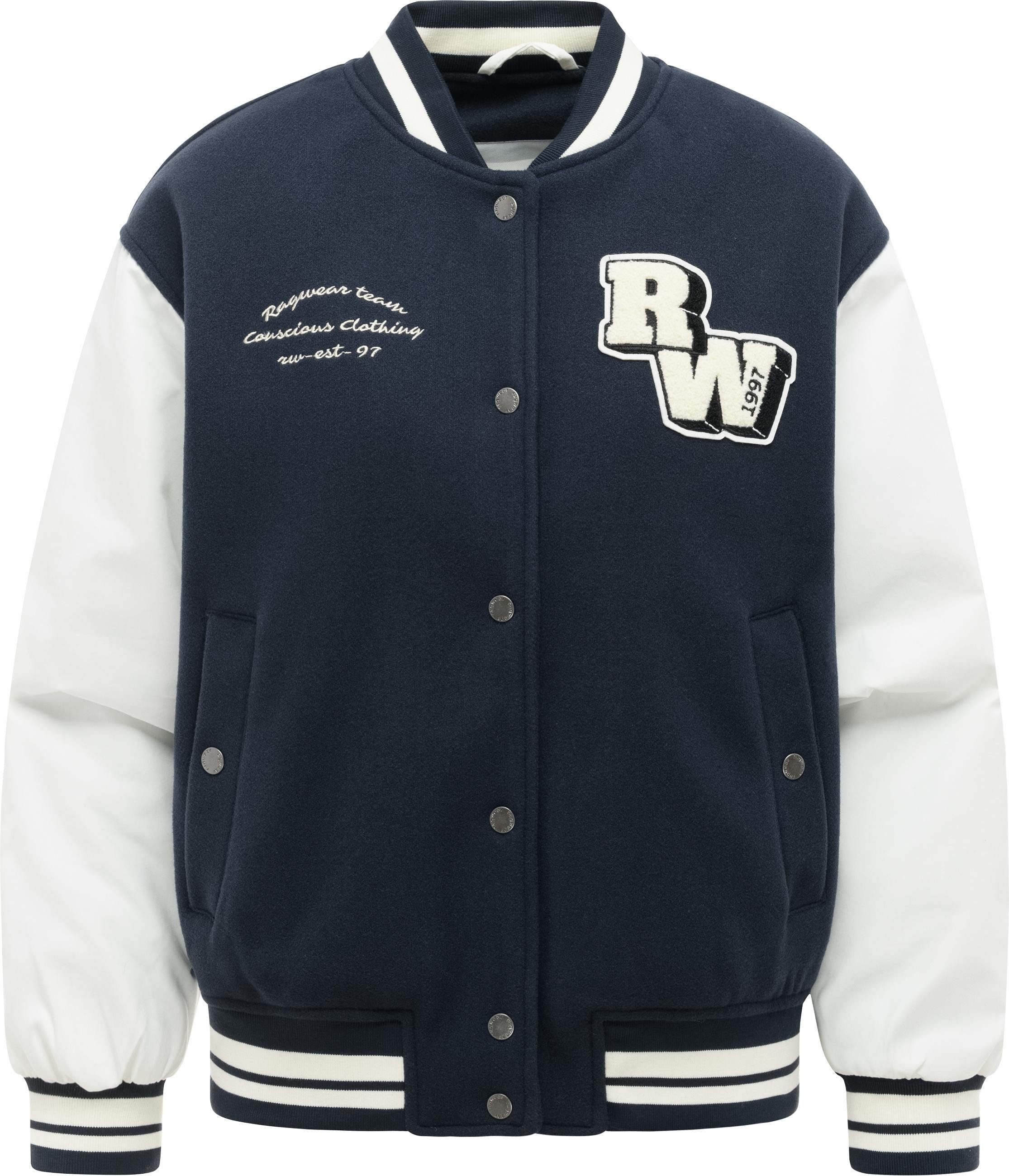 Ragwear Collegejacke Clubie Y modische Damen Bomberjacke mit Rippstrick-Details