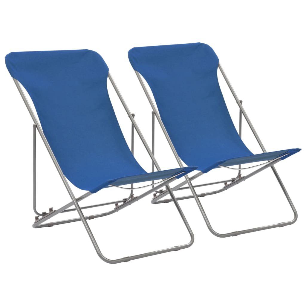 vidaXL Gartenstuhl Klappbare Strandstühle 2 Stk. Stahl und Oxford-Gewebe Blau (2 St) Blau | Blau