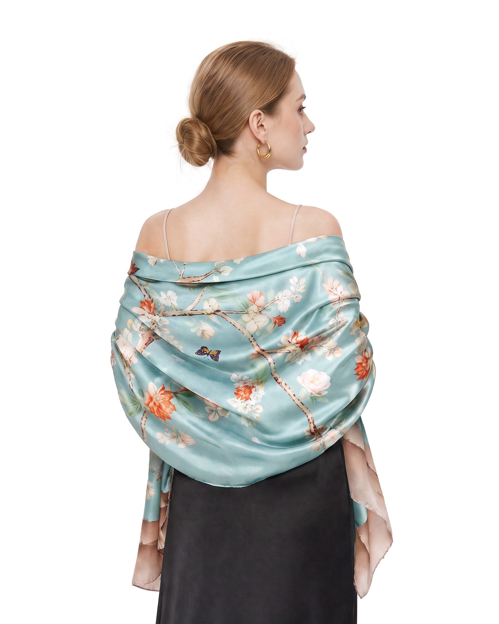 STORY OF SHANGHAI Seidenschal Damen 100% Seide, leichter weicher Satin, 55 × 175 cm, (1-St), leichter weicher Damenschal aus Satin