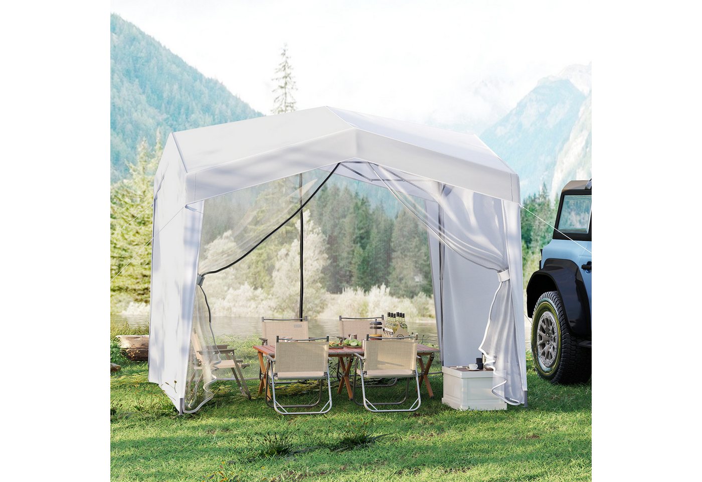 Thumbnail - COSTWAY Faltpavillon, 302x302cm Pop-up Pavillonzelt, ohne Moskitonetz