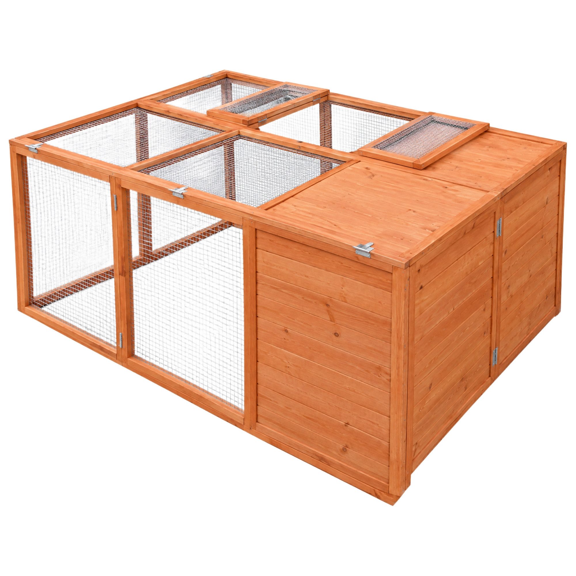 Feel2Home Freigehege Freilaufgehege für Kaninchen faltbar Vollholz 160x119x60 cm Braun, Imprägniertes Vollholz