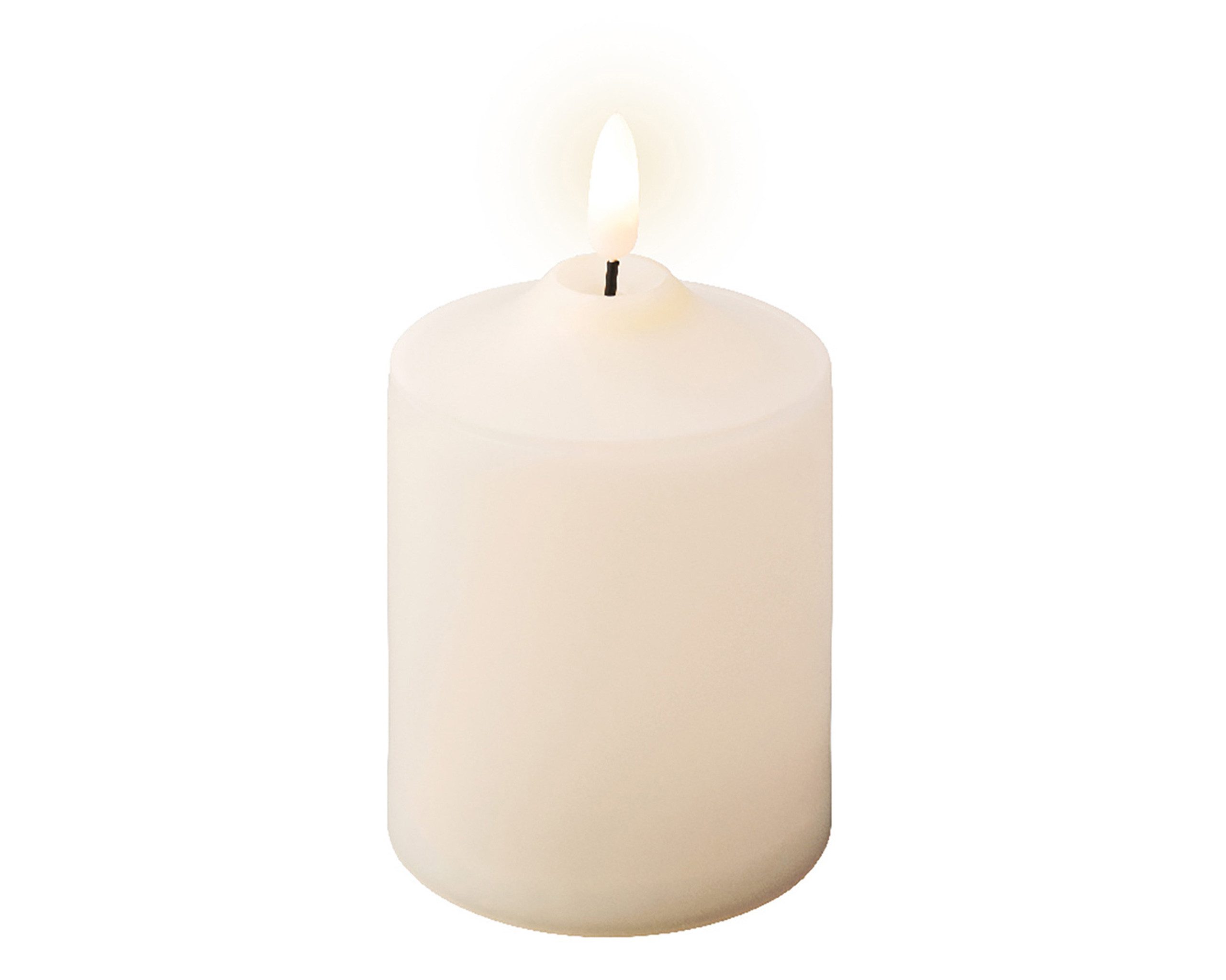 Lumineo LED-Kerze, LED Kerze mit Timer Outdoor Kunststoff 7x12cm Ivory / Warmweiß