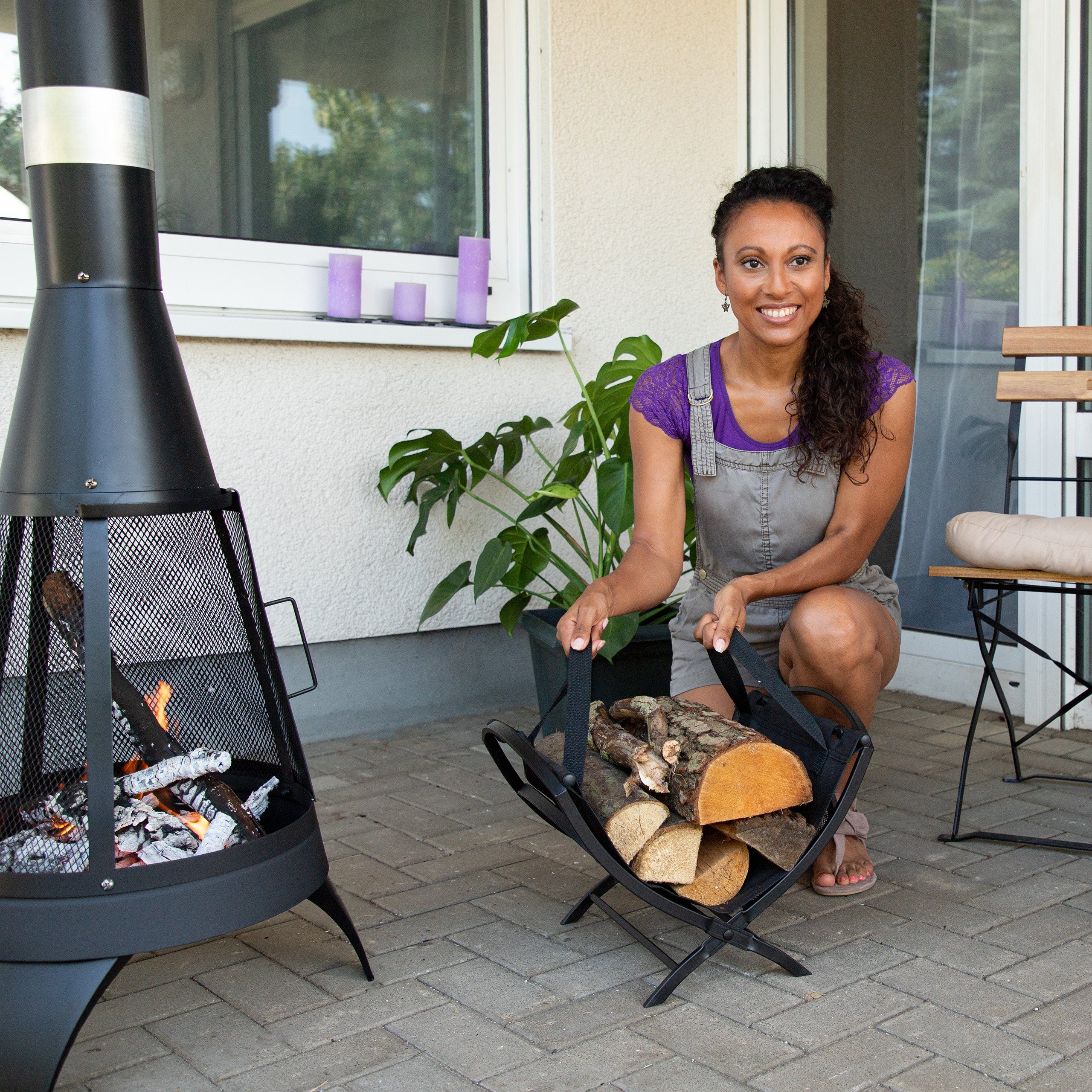 relaxdays Kaminholzkorb mit Tragetuch günstig online kaufen