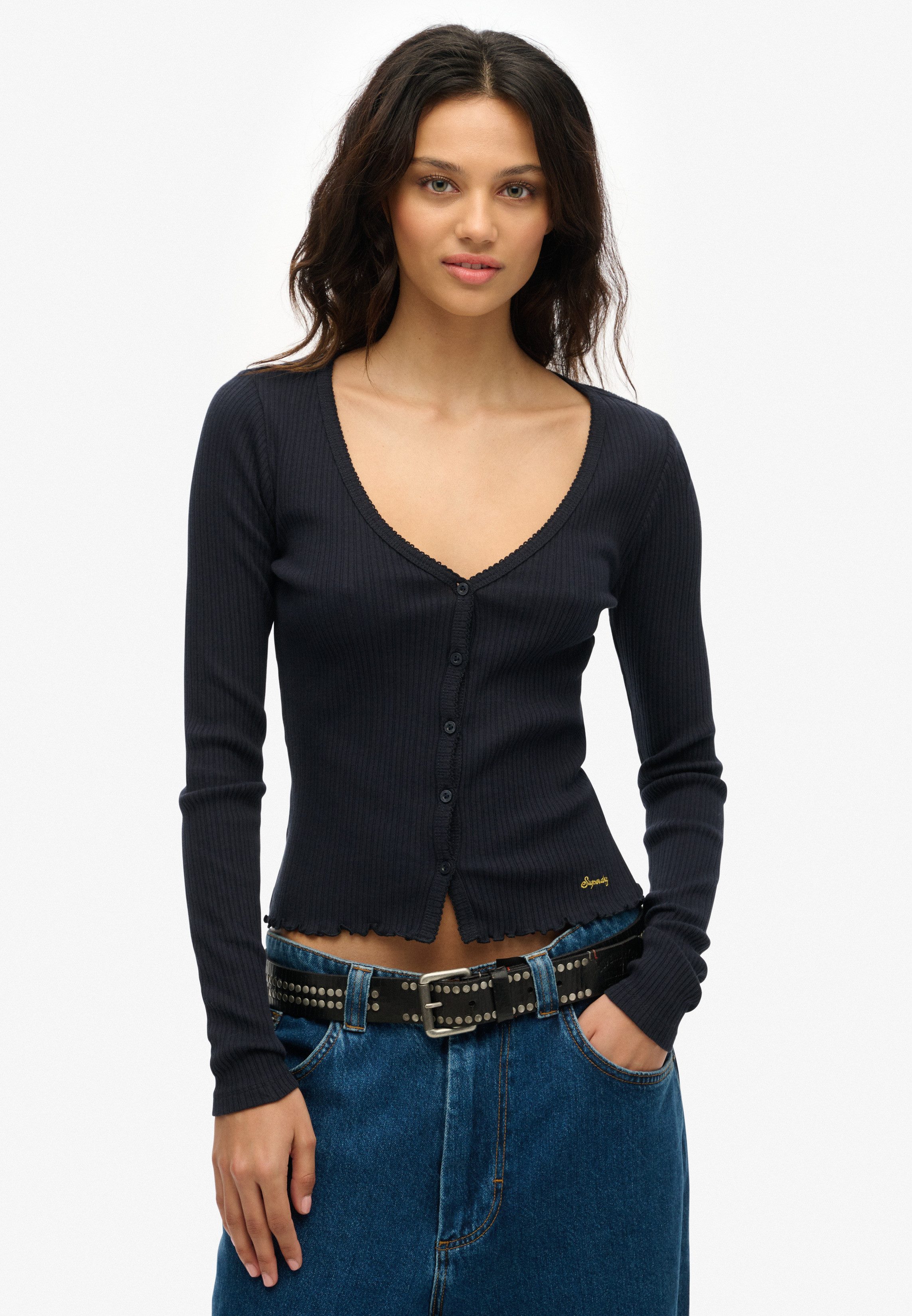 Superdry Langarmshirt ESSENTIAL BUTTON THRU LS günstig online kaufen