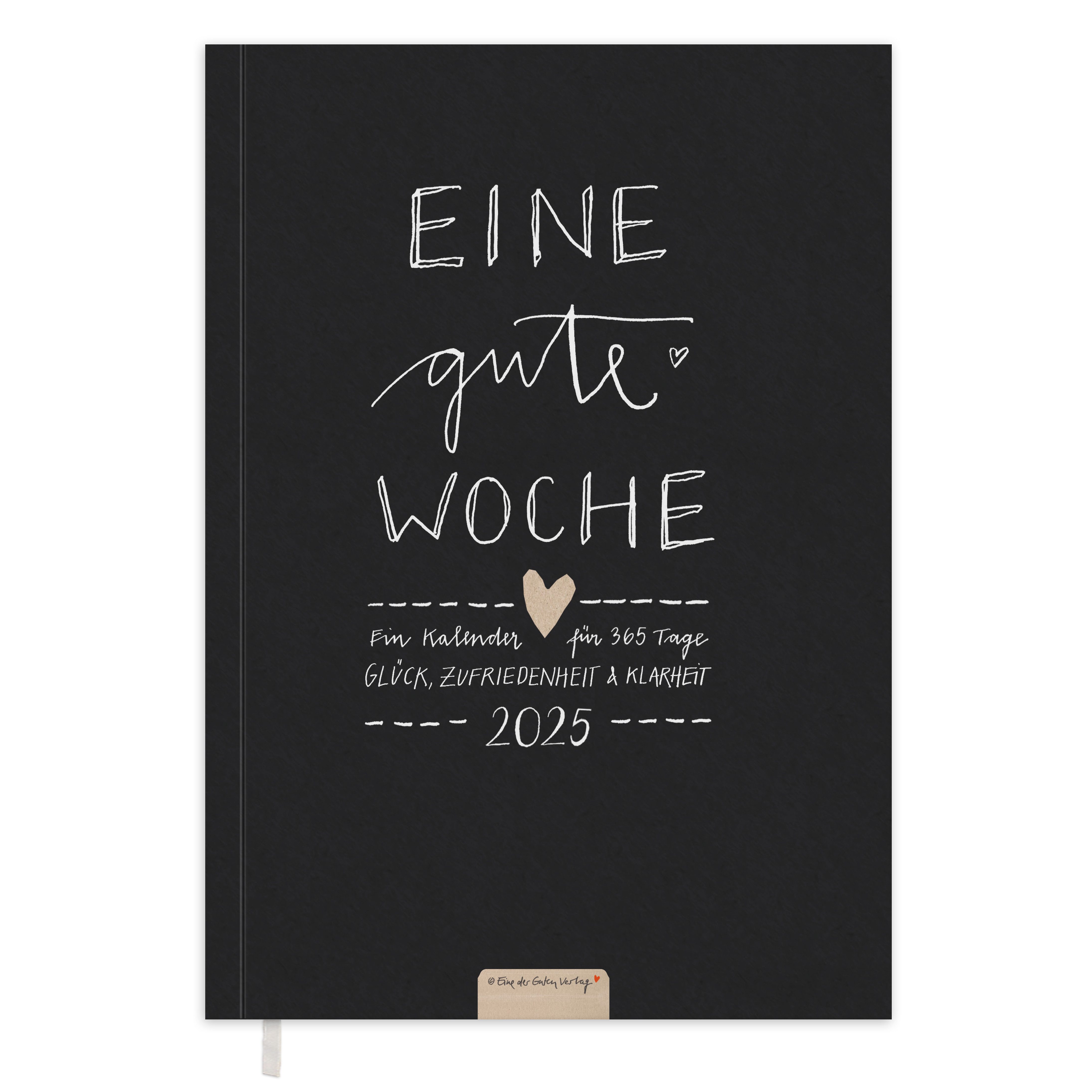 Eine der Guten Verlag Terminkalender Terminplaner 2025 - A5, schwarz, 1 Doppelseite / Woche, 144 S. FSC-Papier, Softcover, klimaneutral