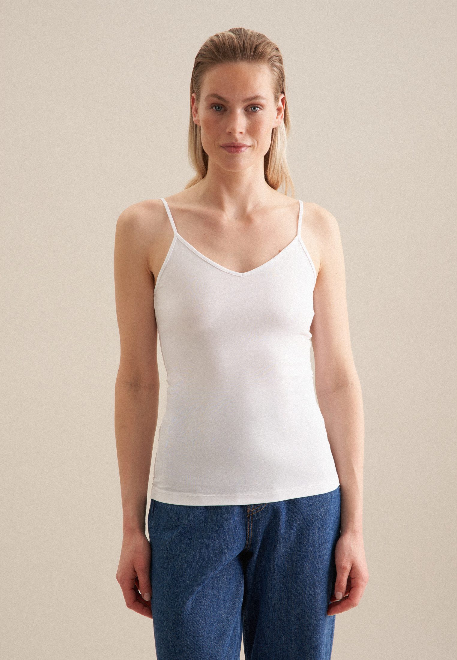 seidensticker Trägertop Ohne Arm V-Neck Uni