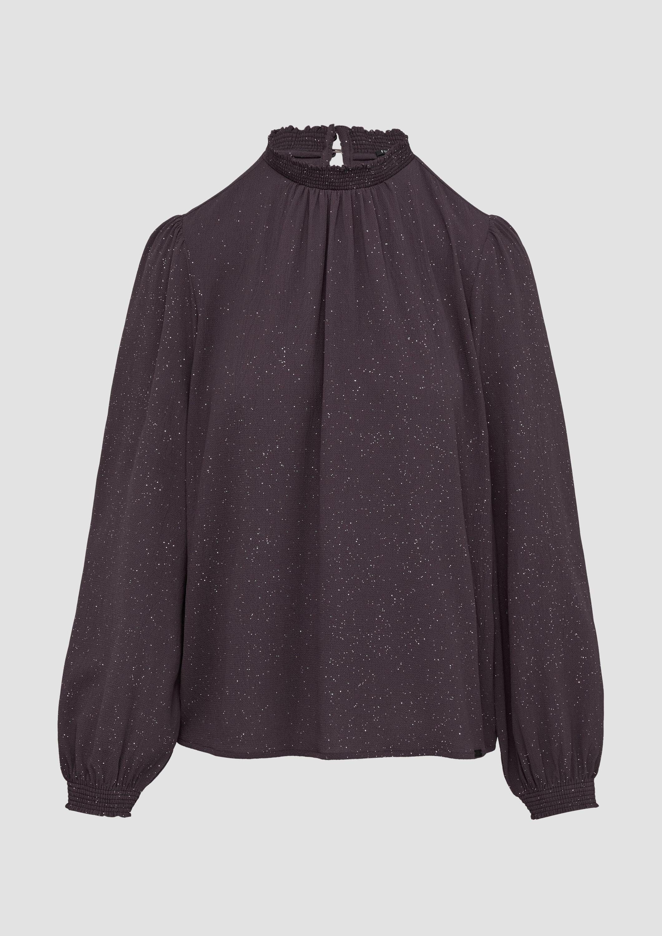 QS Langarmbluse Bluse Leicht strukturierte Bluse mit gemocktem Stehkragen