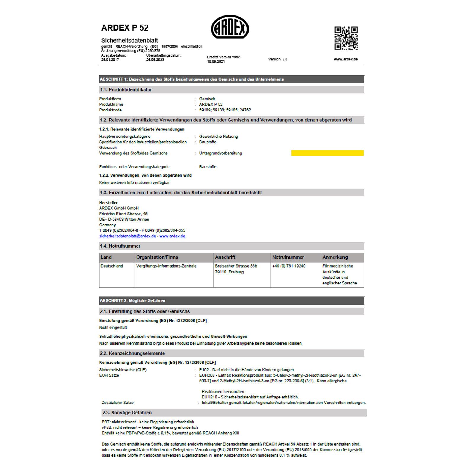 ARDEX Wandgrundierung P 52 - 1 kg