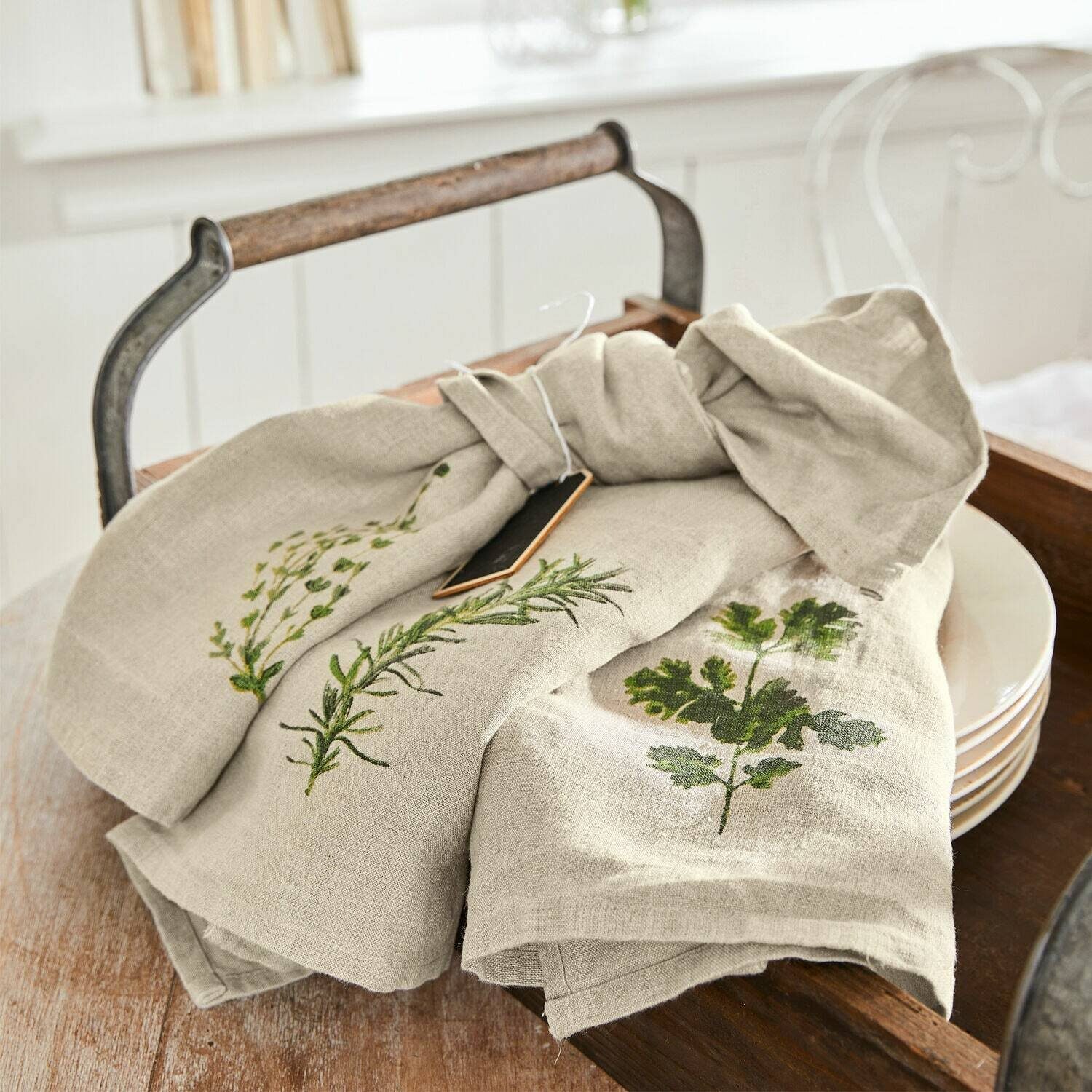 Mirabeau Geschirrtuch Geschirrtuch 3er Set Herbal Gardens beige/grün günstig online kaufen