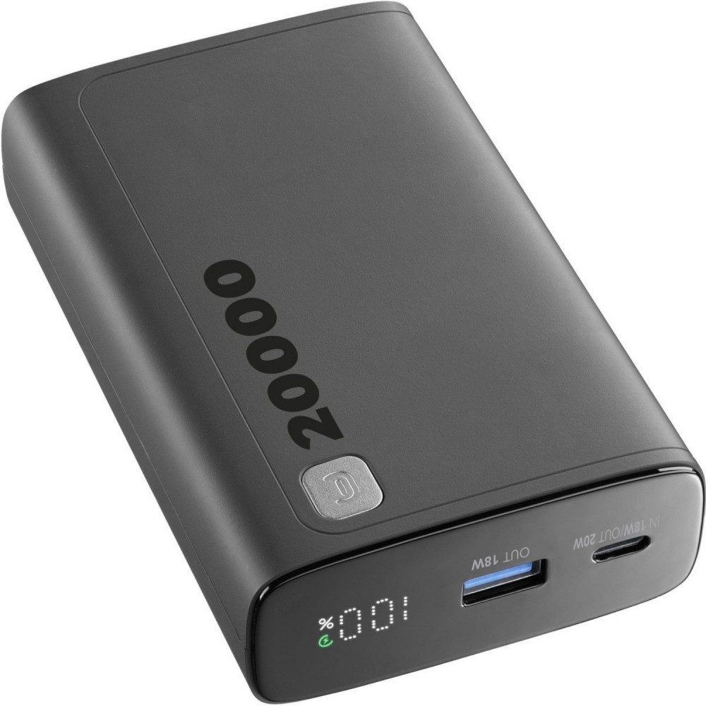 Cellularline PBDISPL01PD20000K Powerbank 20.000mAh tragbar schwarz Powerbank