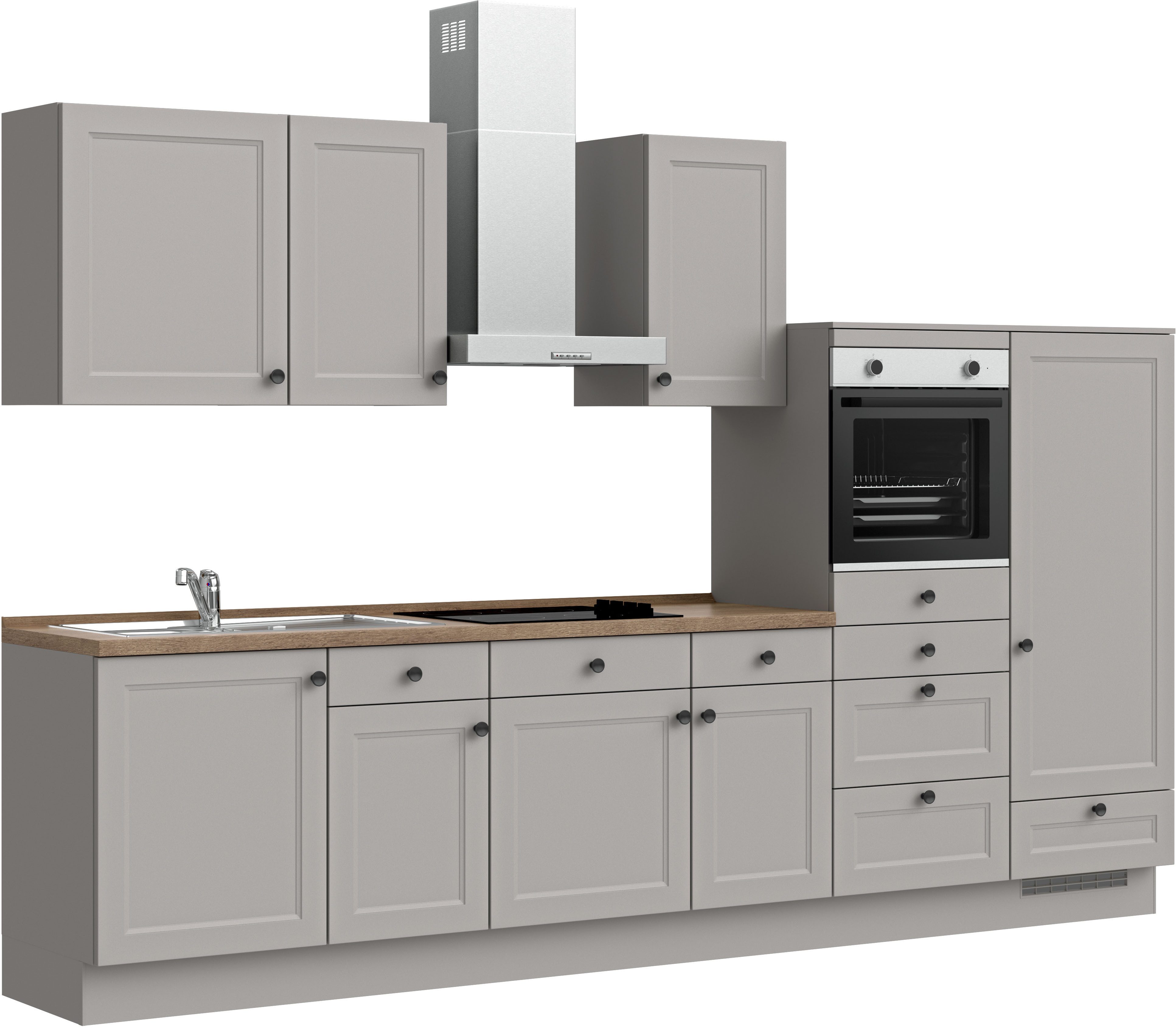 nobilia® Küchenzeile "Cascada I", vormontiert, Ausrichtung wählbar, Breite 330 cm, wahlw. mit E-Geräten