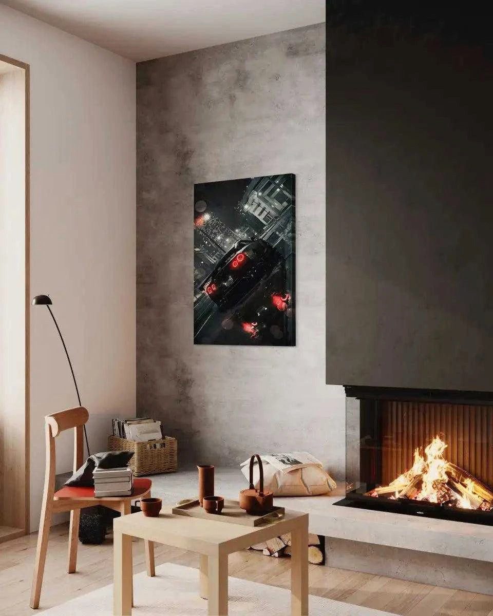 SimpleCanvas Wandbild Nissan GT-R - Auto Leinwandbild, Wandbild Nissan, Sportwagen, Auto Wallpaper