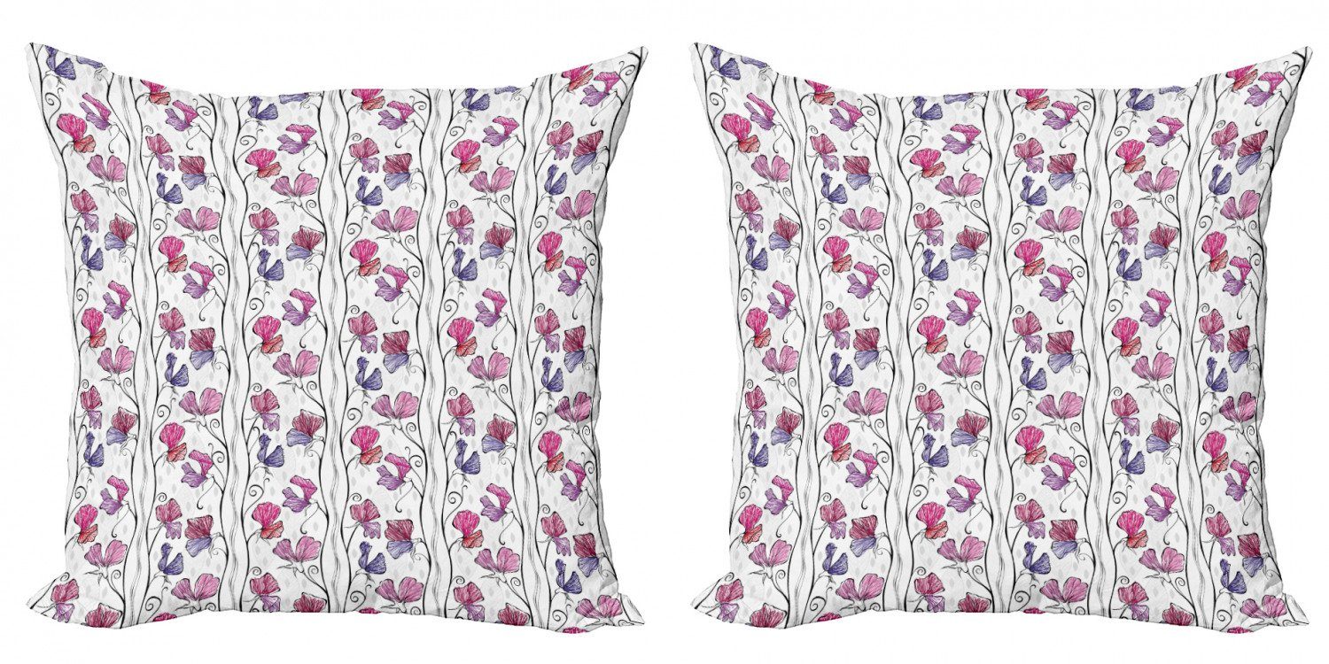 Kissenbezüge Modern Accent Doppelseitiger (2 Blumen Digitaldruck, dünne Abakuhaus Zweige auf Stück), Frühling Kunst