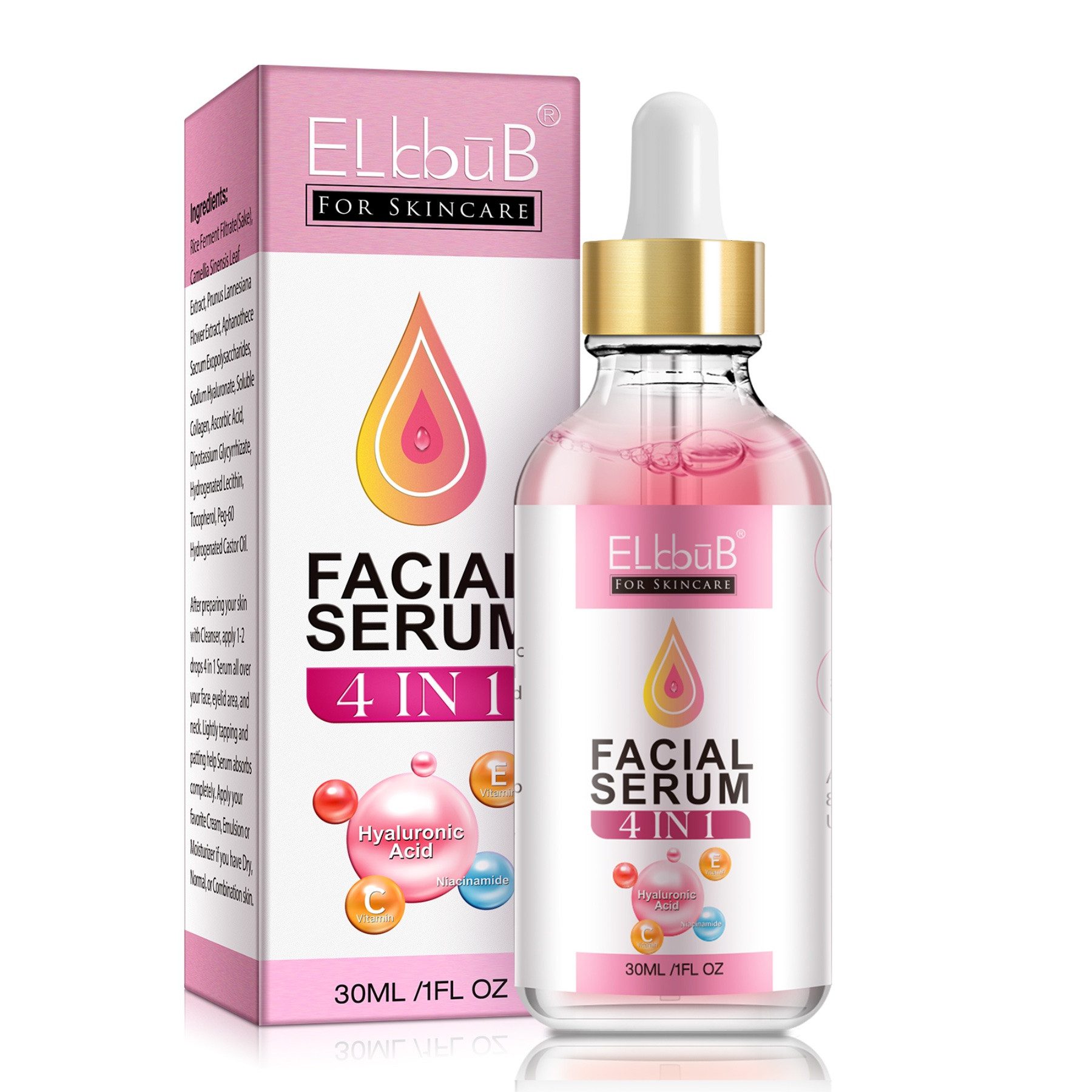 Gesichtsserum Gesichtsserum Anti-Aging Anti Falten Hyaluronsäure Vitamin C E Vegan