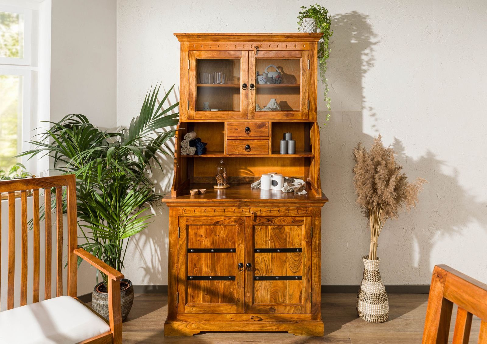 Massivmoebel24 Buffet OXFORD (Buffet Akazie 106x60x196 honig lackiert OXFORD #0510) Buffet Akazie 106x60x196 honig lackiert OXFORD #0510