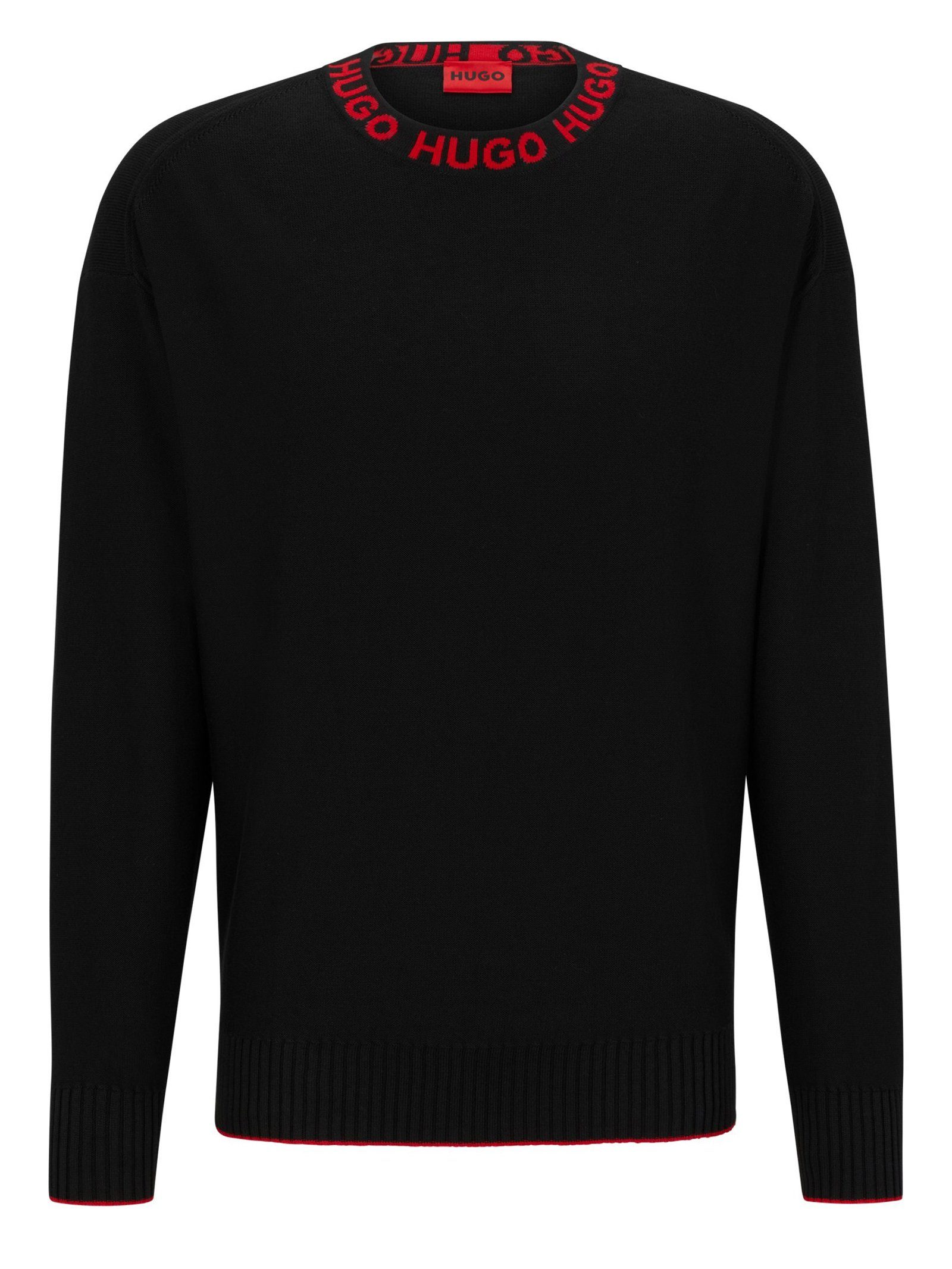 [100 % neu] HUGO Strickpullover Smarlo (1-tlg) Schwarz (001)