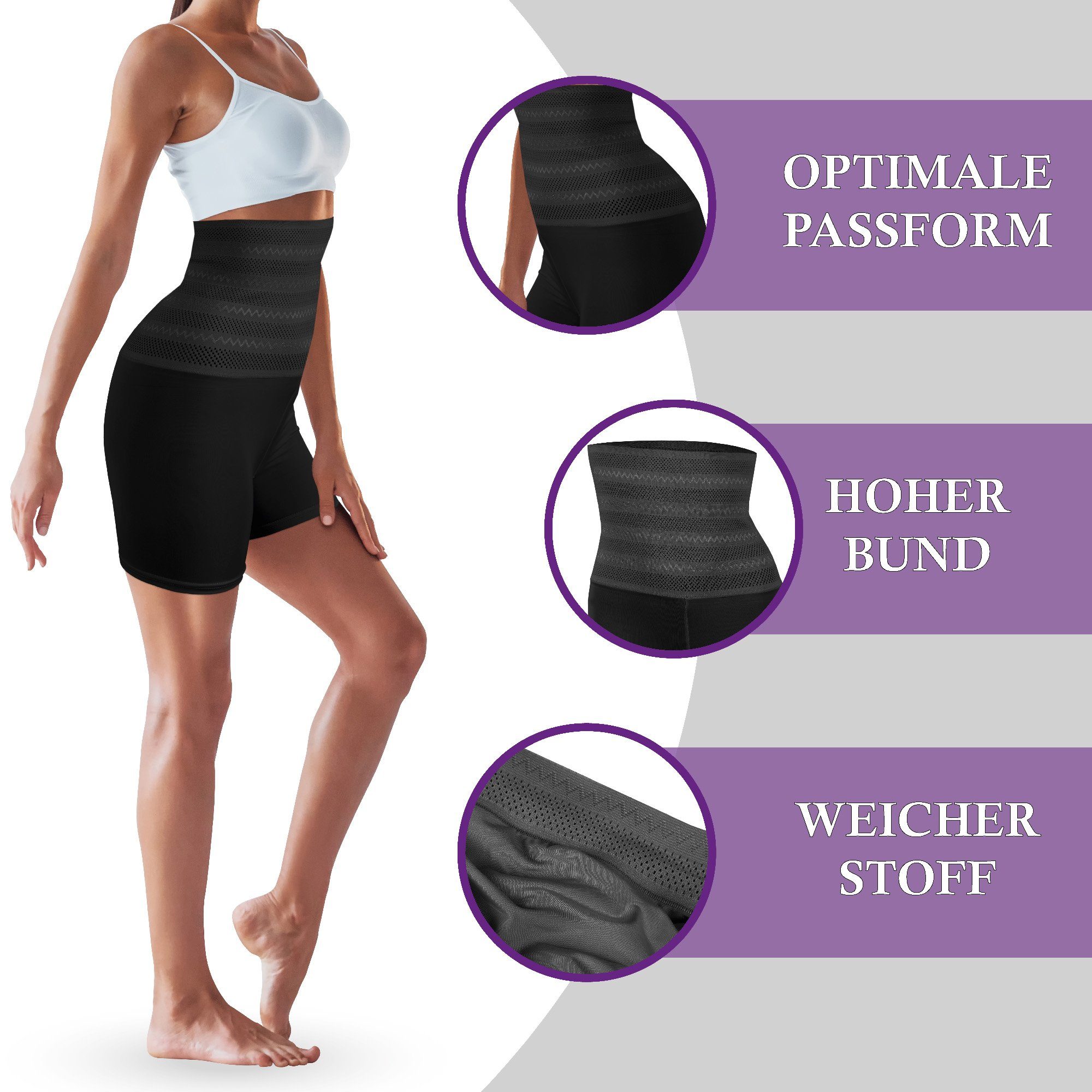 hemmy Fashion Miederslip Figurformender Mieder - Langbein Highwaist Miederpants Bauchweg Effekt, Shapewear Bodypants Hohe Taille