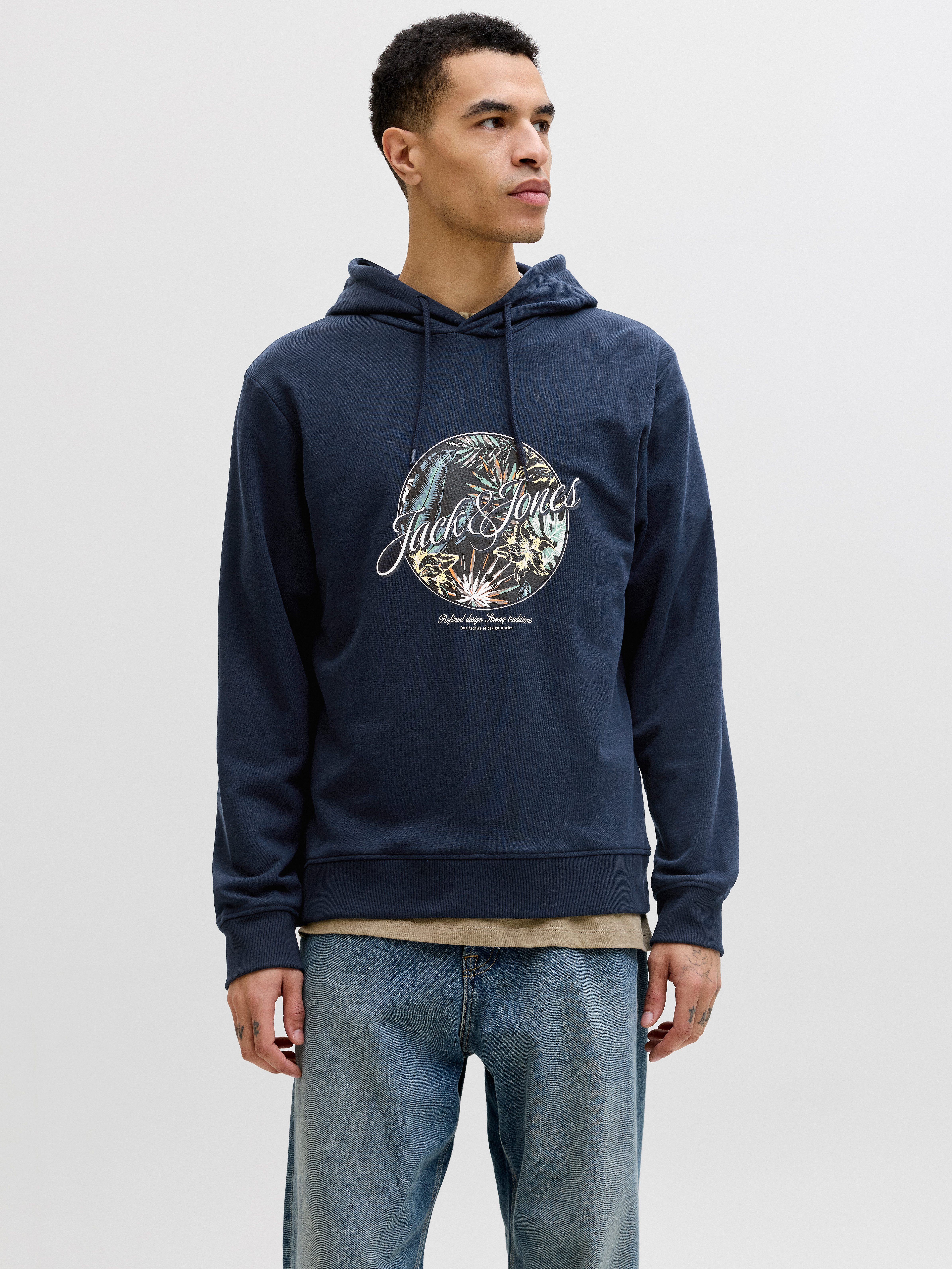 Jack & Jones Kapuzensweatshirt JJHONOLULU SHAPE SWEAT HOOD Baumwollmischung, regular fit