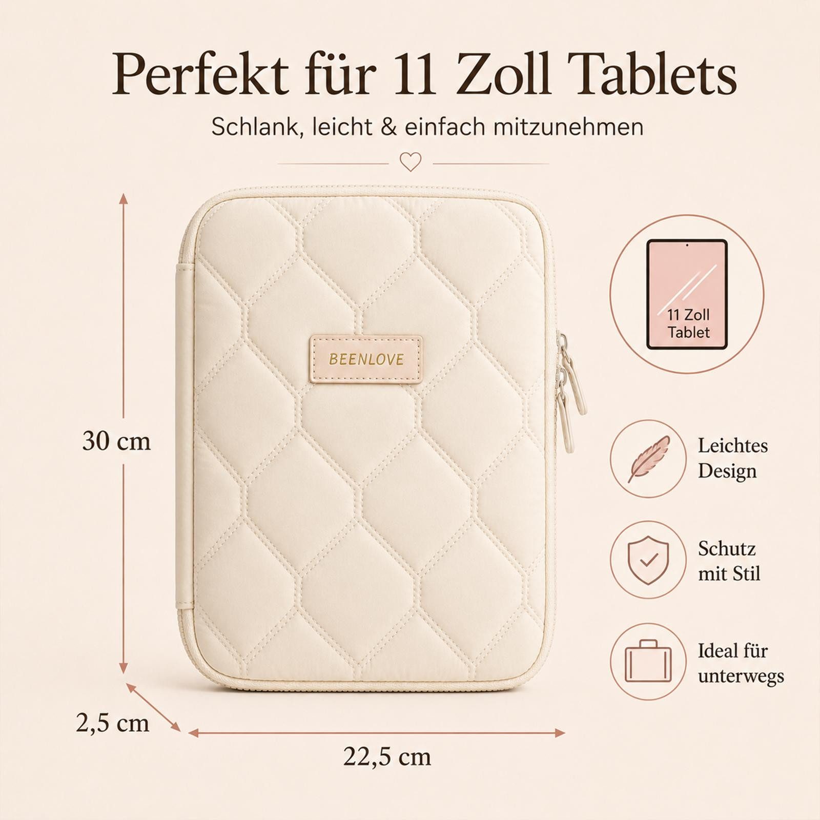 VERCO Tablet-Hülle Universal Organizer Sleeve bis 11 Zoll gepolstert 27,94 cm (11 Zoll), mit Trolley Schlaufe und Zubehörfach wasserabweisend gepolstert – Bild 3 von 5