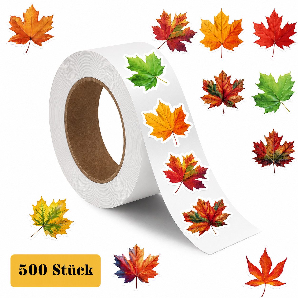 Ware aus aller Welt Sticker 500 Herbstblätter Sticker 2,43 x 2,43 cm – Ahornblätter Aufkleber, (500-tlg)