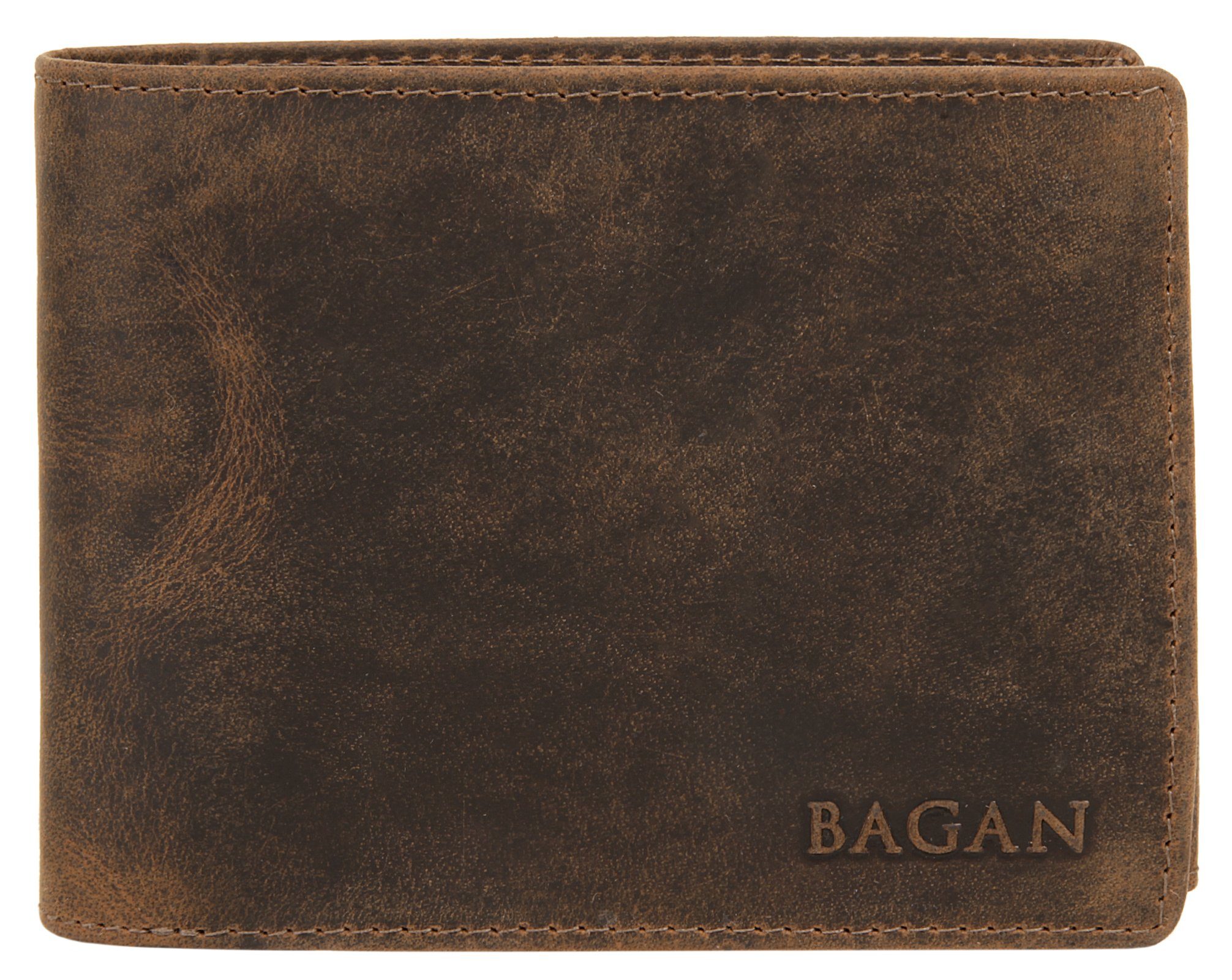 12 Bagan 1 & Leder, 3 2 Geldbörse, echt Sicht- Einsteck-, 3 Schein-, Münzfach Karten-,