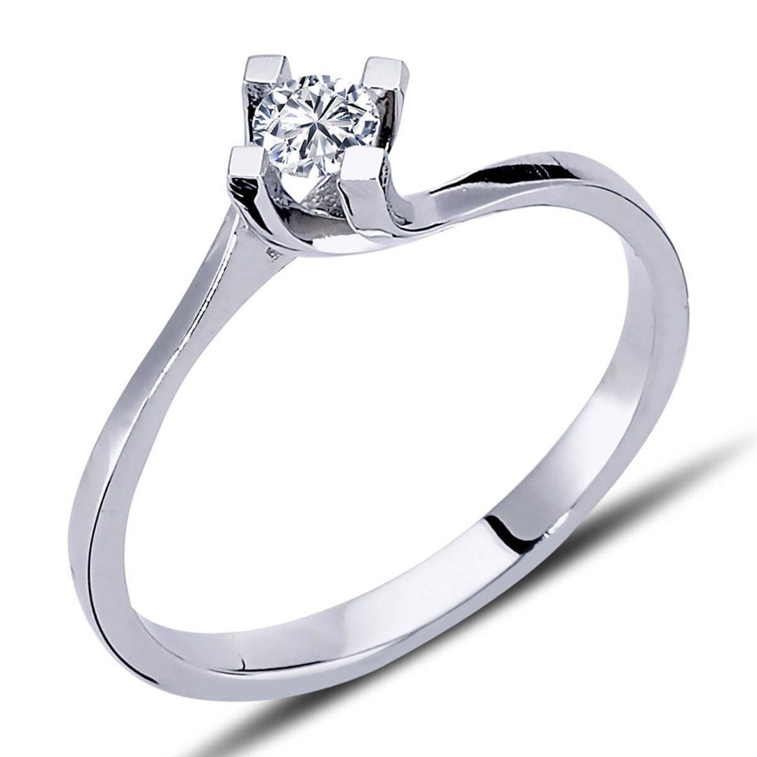 EinStein Diamant Diamantring 0,18 Carat Solitär Diamant Ring Verlobungsring  Weißgold, Diamant