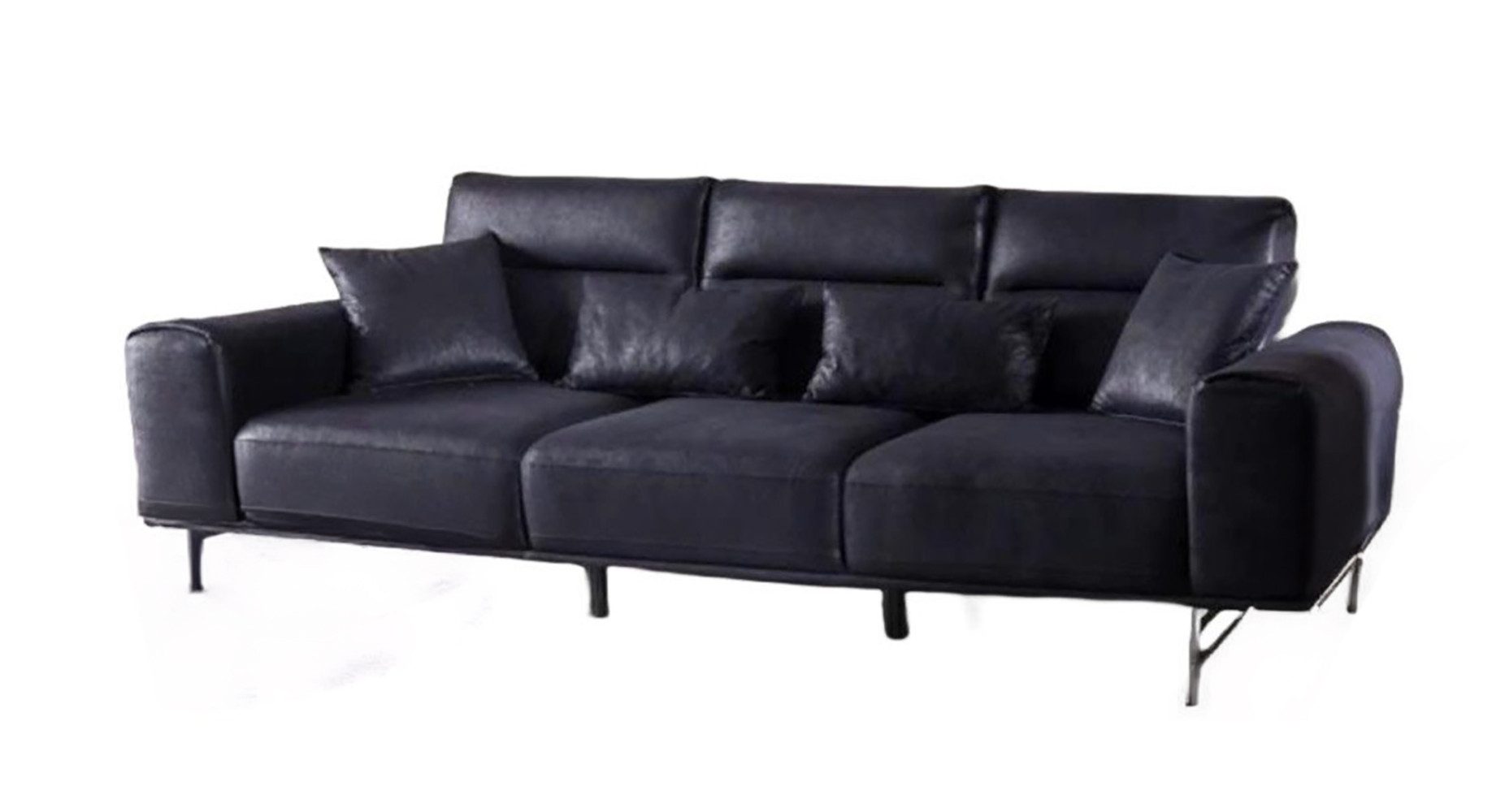 Xlmoebel 3-Sitzer Luxuriöses schwarzes Dreisitzer-Sofa mit weichem Design, günstig online kaufen