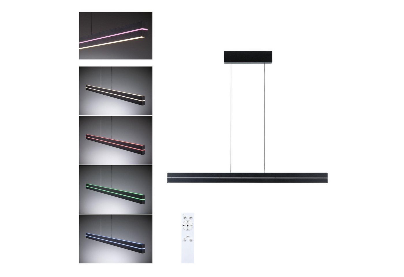 Paulmann LED Pendelleuchte Raiko RGBW+ 2300lm / 370lm 19W / 6W Schwarz, LED fest integriert, Tageslichtweiß, dimmbar