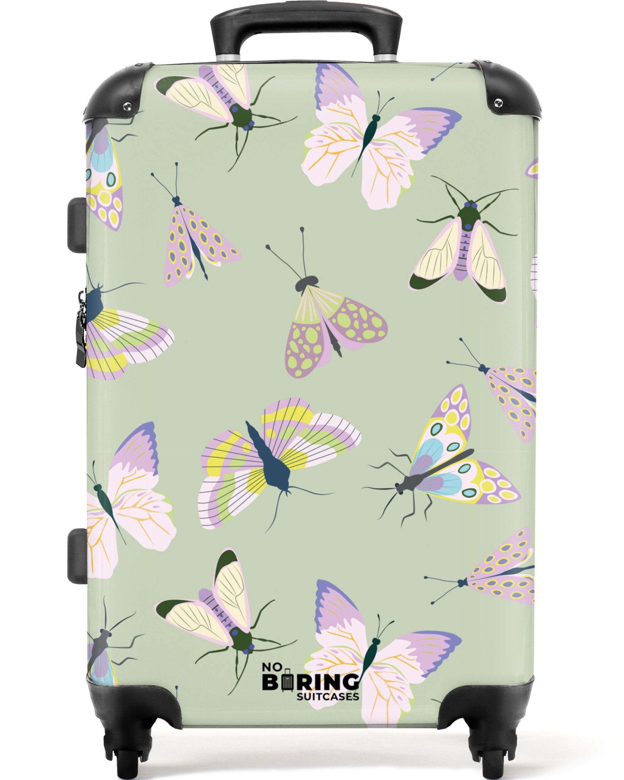 NoBoringSuitcases.com© Hartschalen-Trolley Grün mit Schmetterlingen 67 günstig online kaufen