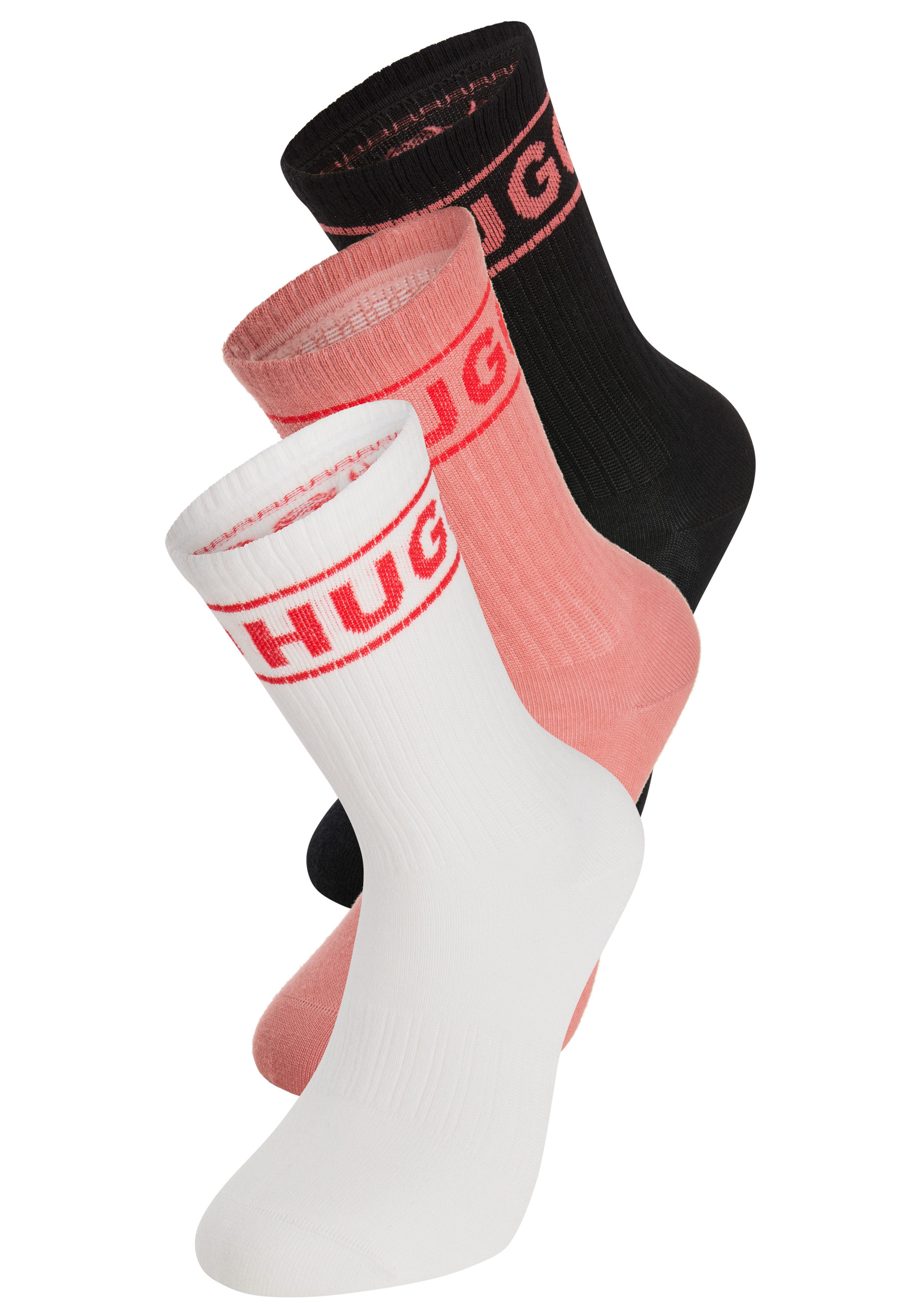 HUGO Freizeitsocken 3P QSRIB SPORTY CC W (Packung, 3-Paar, 3er) mit kontras günstig online kaufen