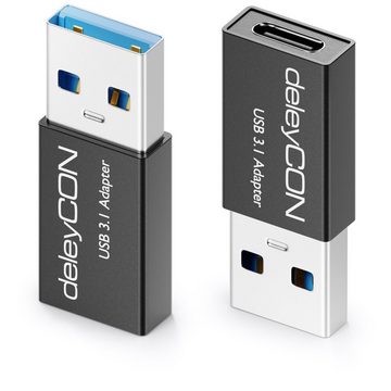 deleyCON deleyCON 2x USB3.1 Adapter USB A zu USB C-Buchse 5Gbit/s Aluminium USB-Adapter