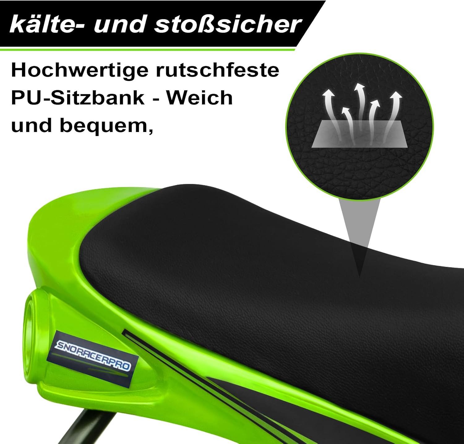 EUGAD Lenkschlitten (1-tlg), Schlitten mit Fußbremsen, automatisches Zugseil, Stoßdämpferfeder