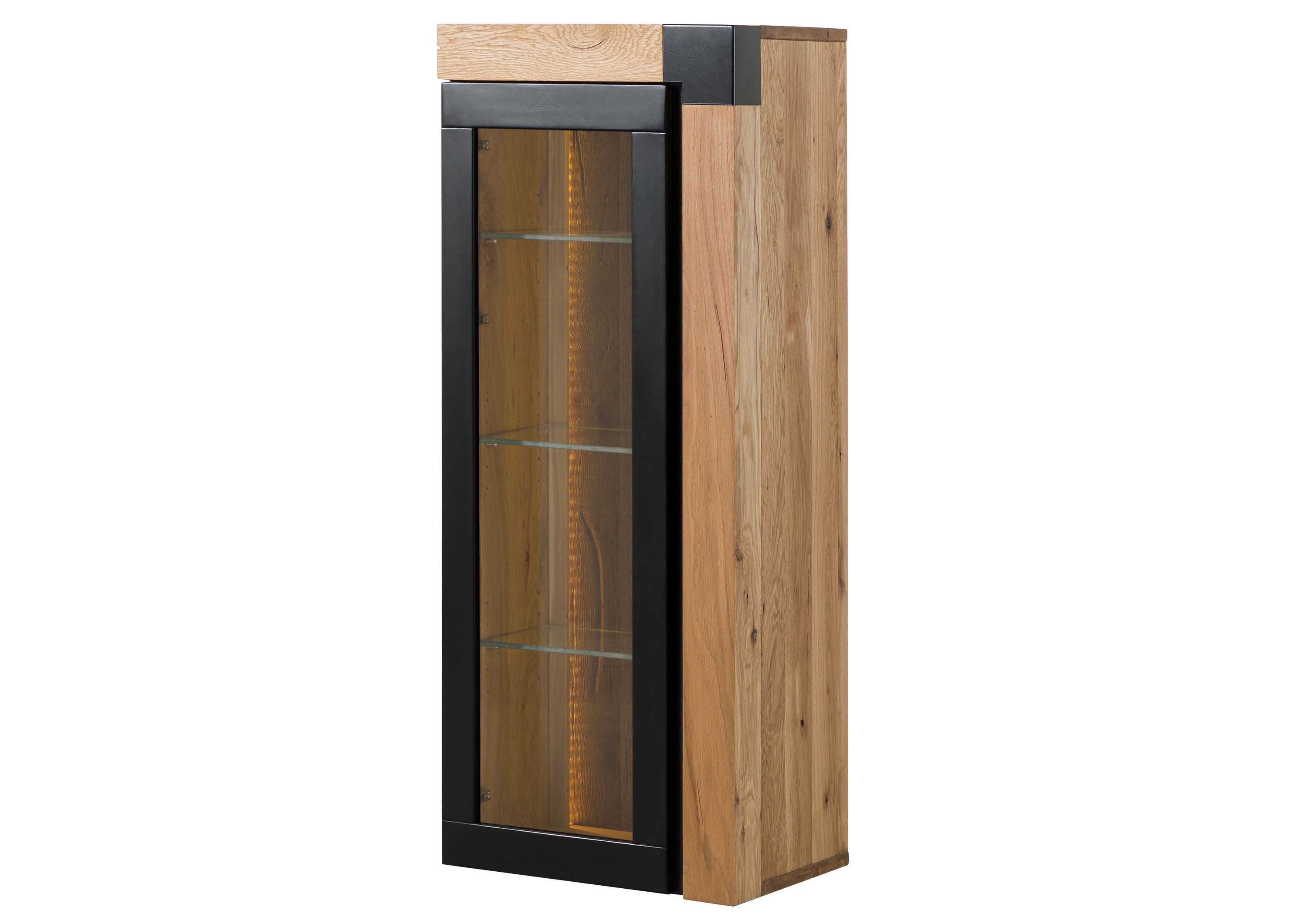 Massivmoebel24 Hängevitrine #110 (Wildeiche 48x35x120 natur geölt ROTTERDAM #110)