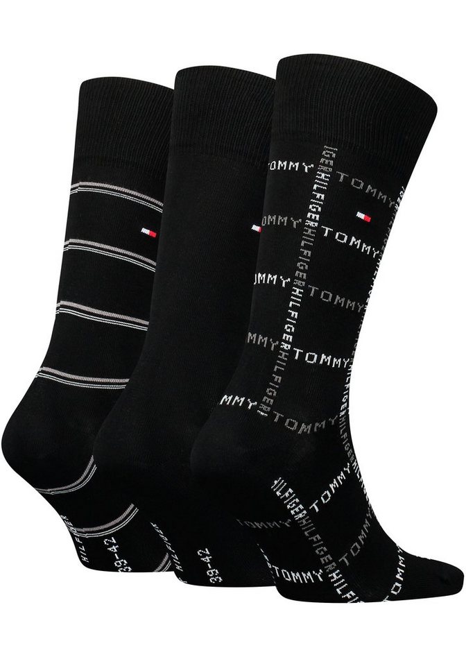 Tommy Hilfiger Socken (Packung, 3-Paar) TH MEN SOCK 3P GIFTBOX GRID STRIPE