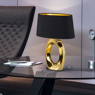 etc-shop LED Tischleuchte, Leuchtmittel inklusive, Warmweiß, Tisch Leuchte Schlaf Zimmer Lese Beistell Lampe GOLD Textil im