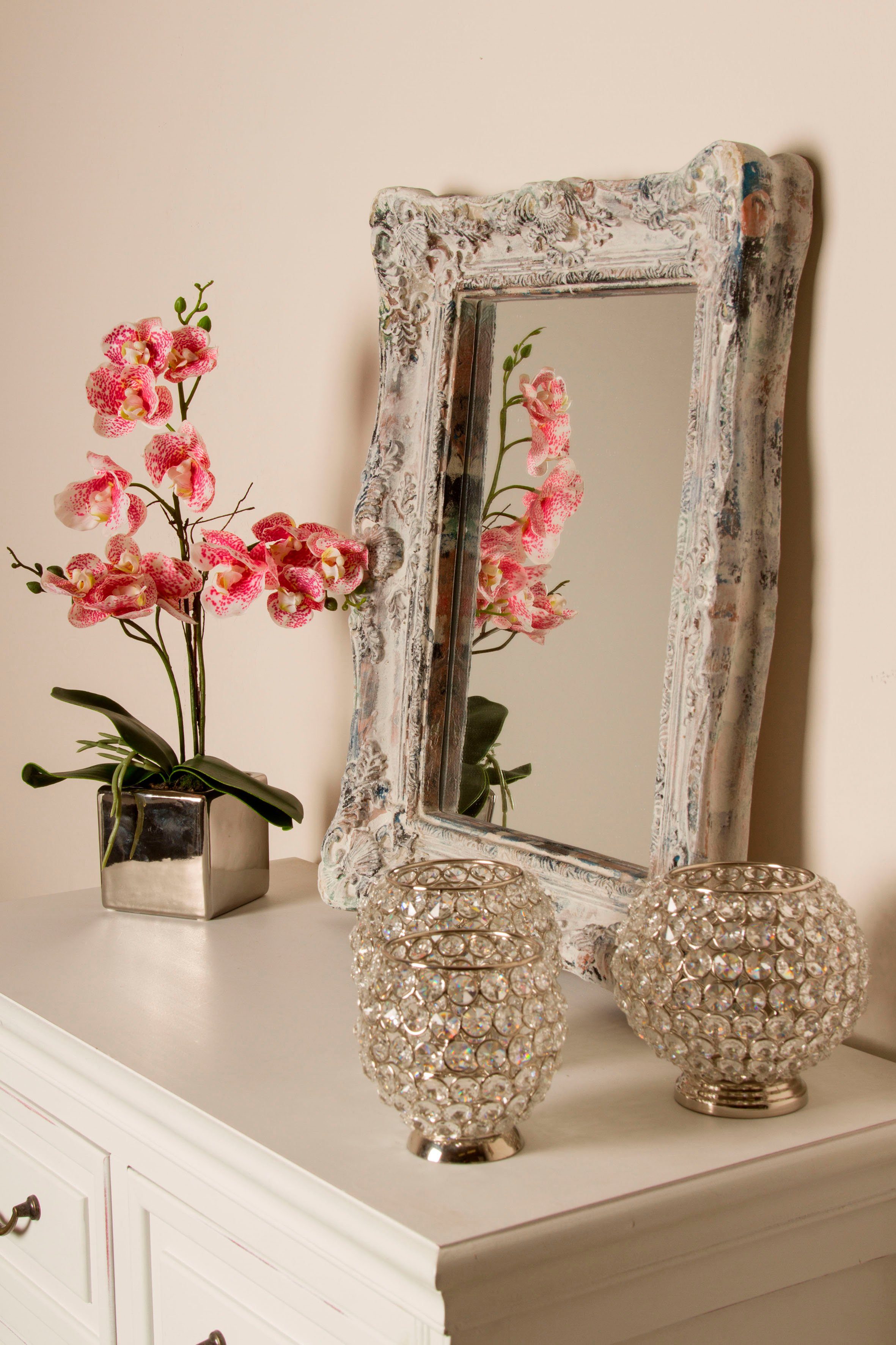 Myflair Möbel & Accessoires Wandspiegel Monja (1-St), rechteckig, verzierter Rahmen aus Holz, Shabby Optik