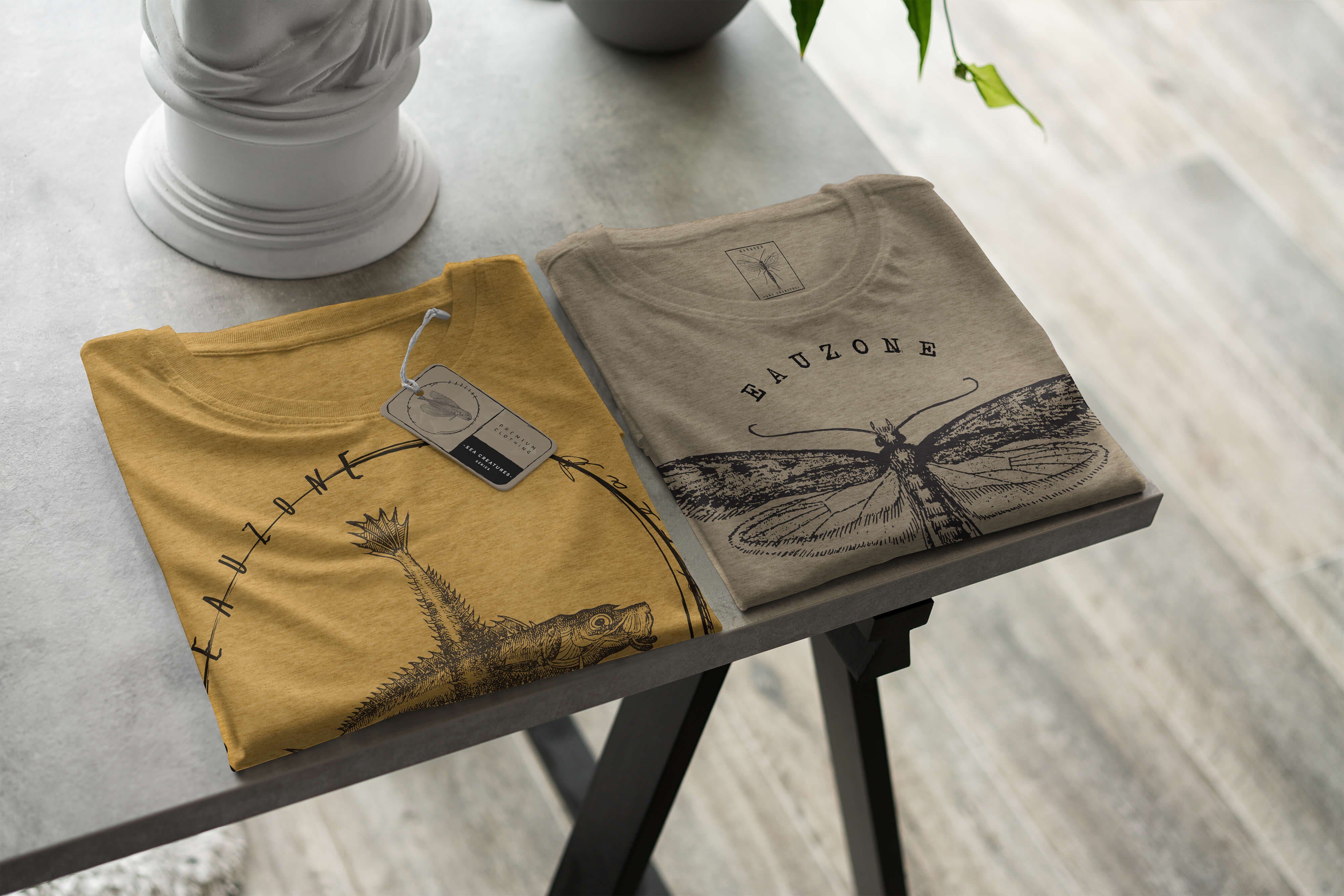 Tiefsee Schnitt - Struktur T-Shirt Creatures, Fische Sinus Art Sea T-Shirt feine 074 Sea Gold sportlicher Serie: und Antique /