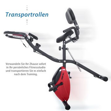 Merax Heimtrainer 3-in-1 X-bike Fitnessgeräte mit 10 Widerstandsstufen, mit Expanderbändern & Handpulssensoren