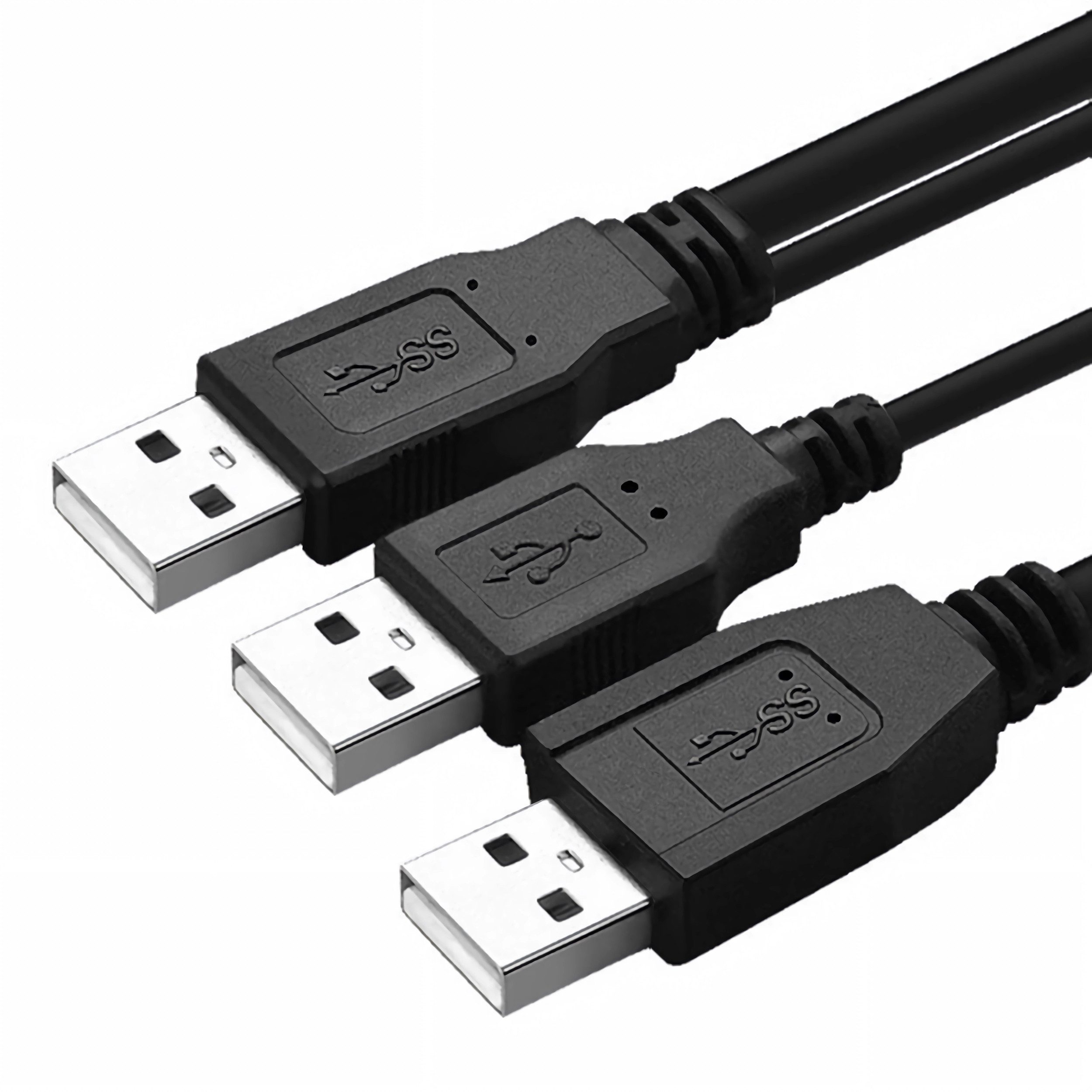 Bolwins R39 USB Y-Kabel für PC & Festplatten, 1x USB-A auf 2x USB-A, 70 cm USB USB-Kabel, USB-A Stecker, USB-A Stecker, Keine Kupplung vorhanden, Y-Kabel mit 2x USB-A Stecker (70 cm), USB 2.0 Y-Kabel mit Zusatzstromversorgung für USB-Geräte 70cm
